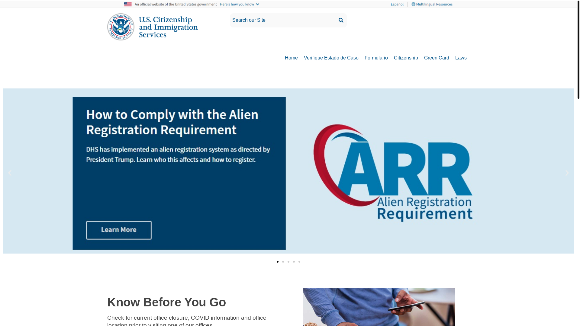 website screenshot of https://USCISLATINOS.ORG