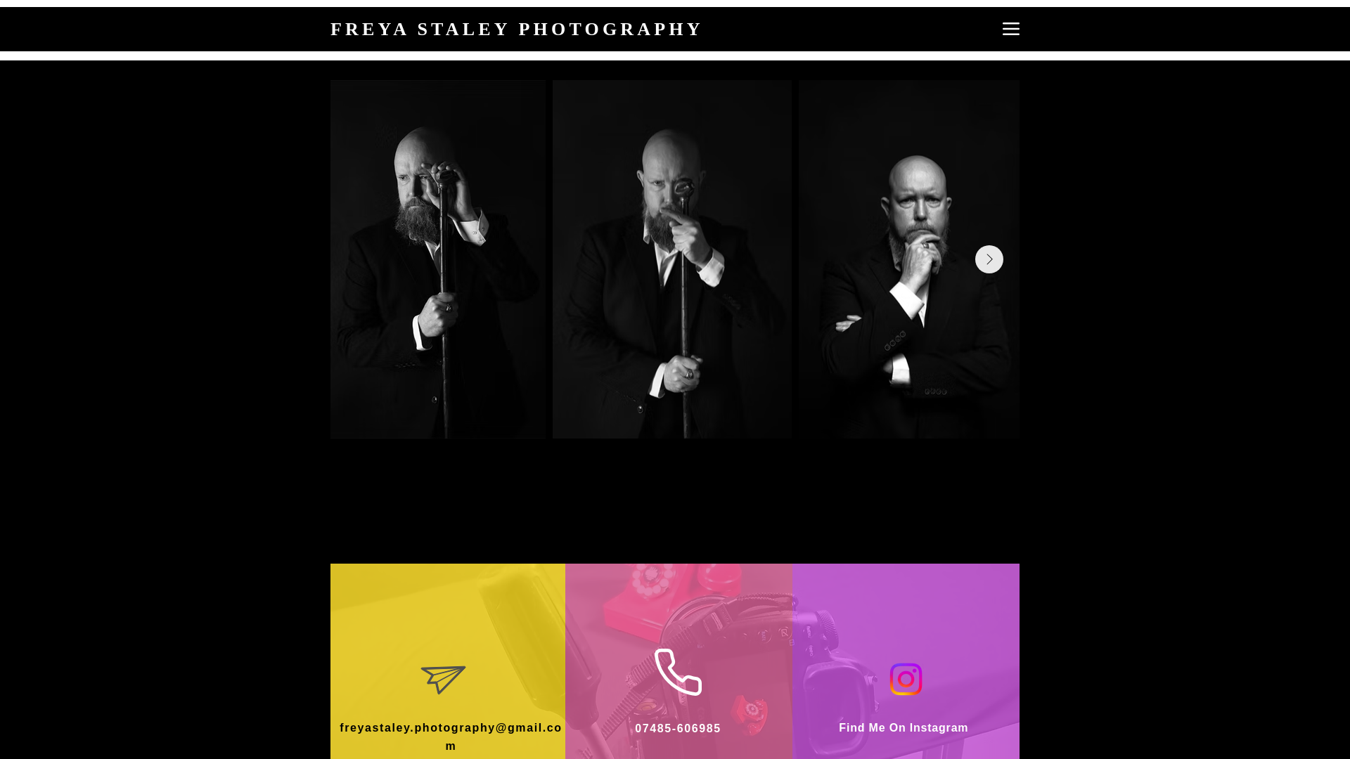 website screenshot of https://freyastaleyphotography.co.uk/