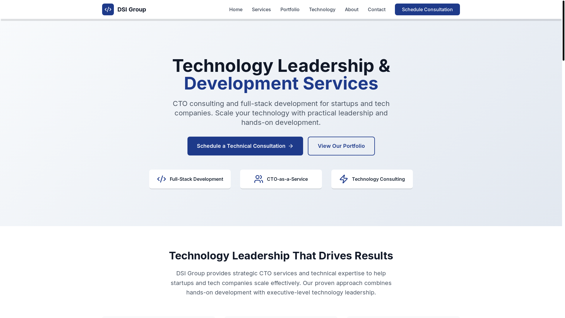 website screenshot of https://dsigroupventures.com/