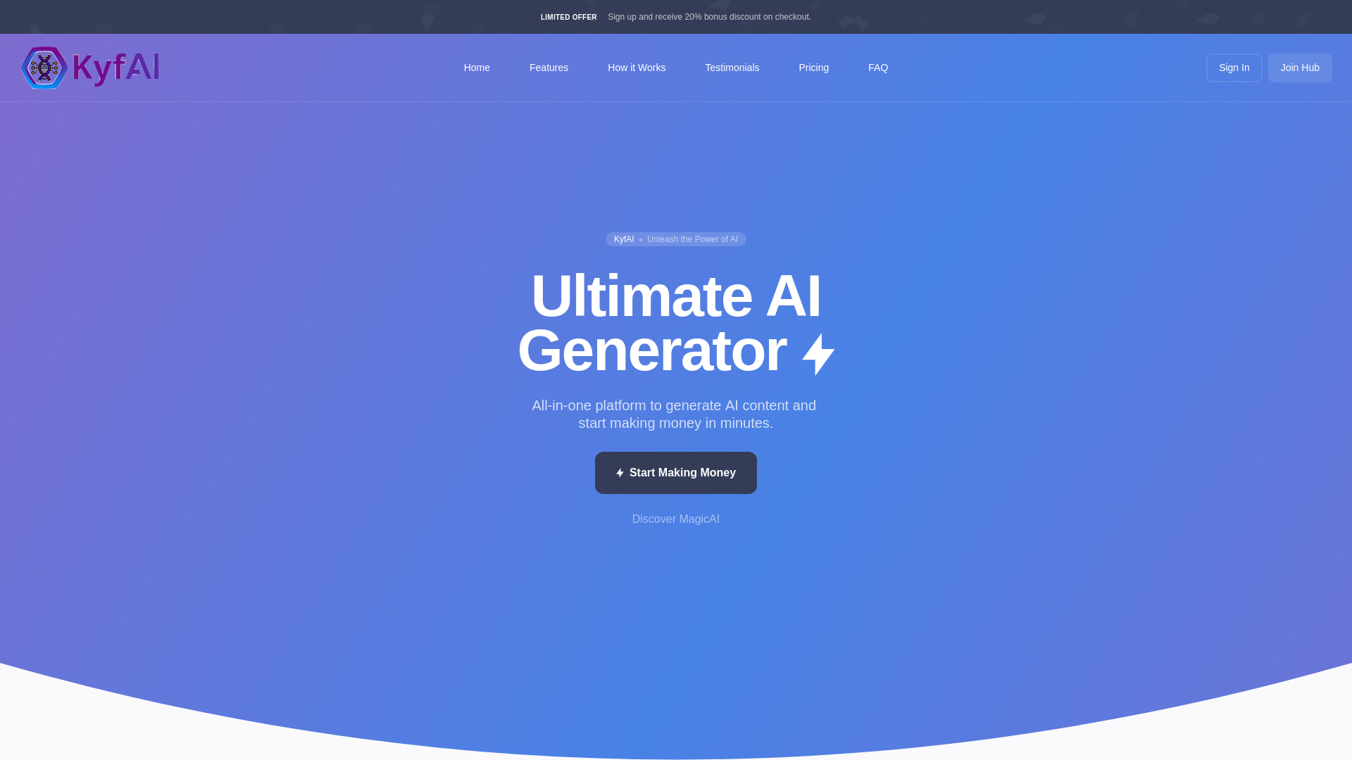 website screenshot of https://kyf-ai.com/