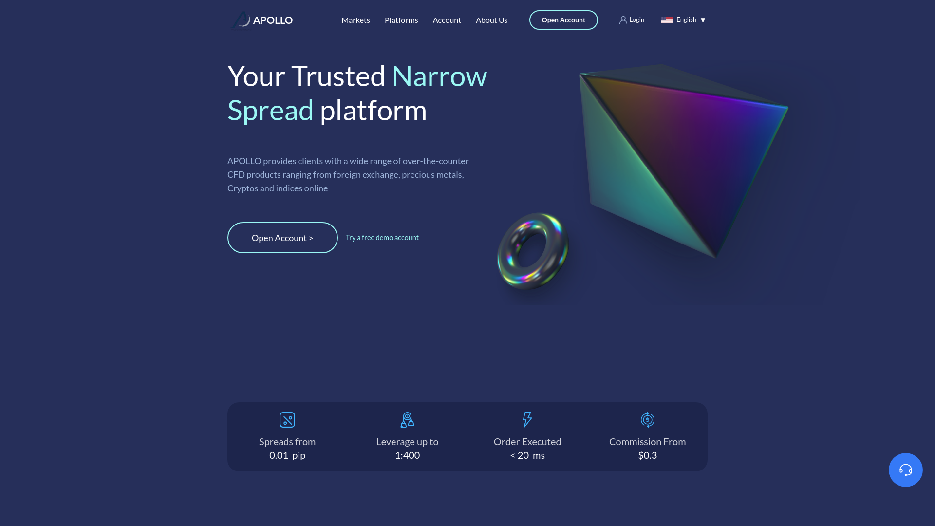 website screenshot of https://www.apolloexch.com/