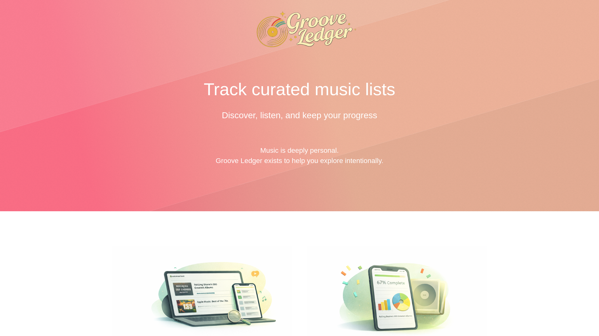 website screenshot of https://grooveledger.com/