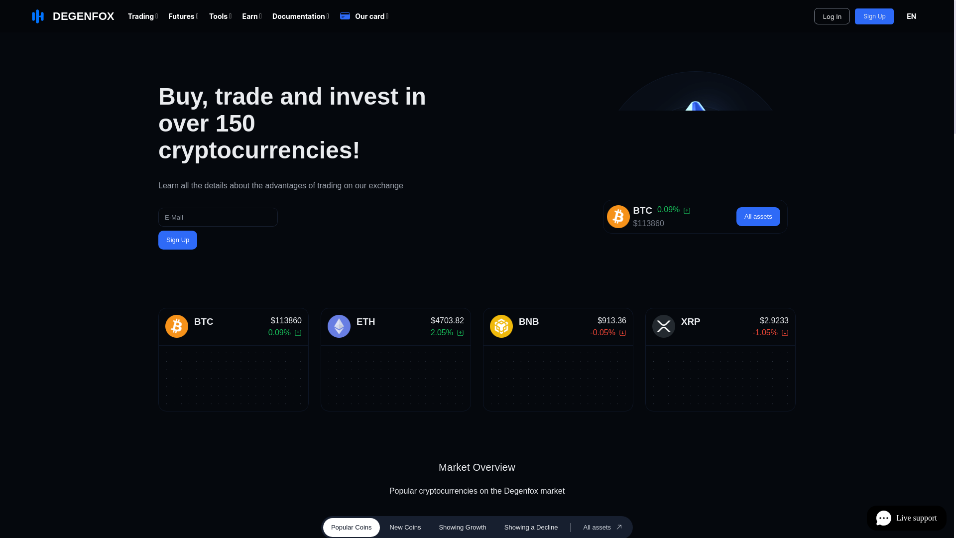website screenshot of https://degenfox.com/
