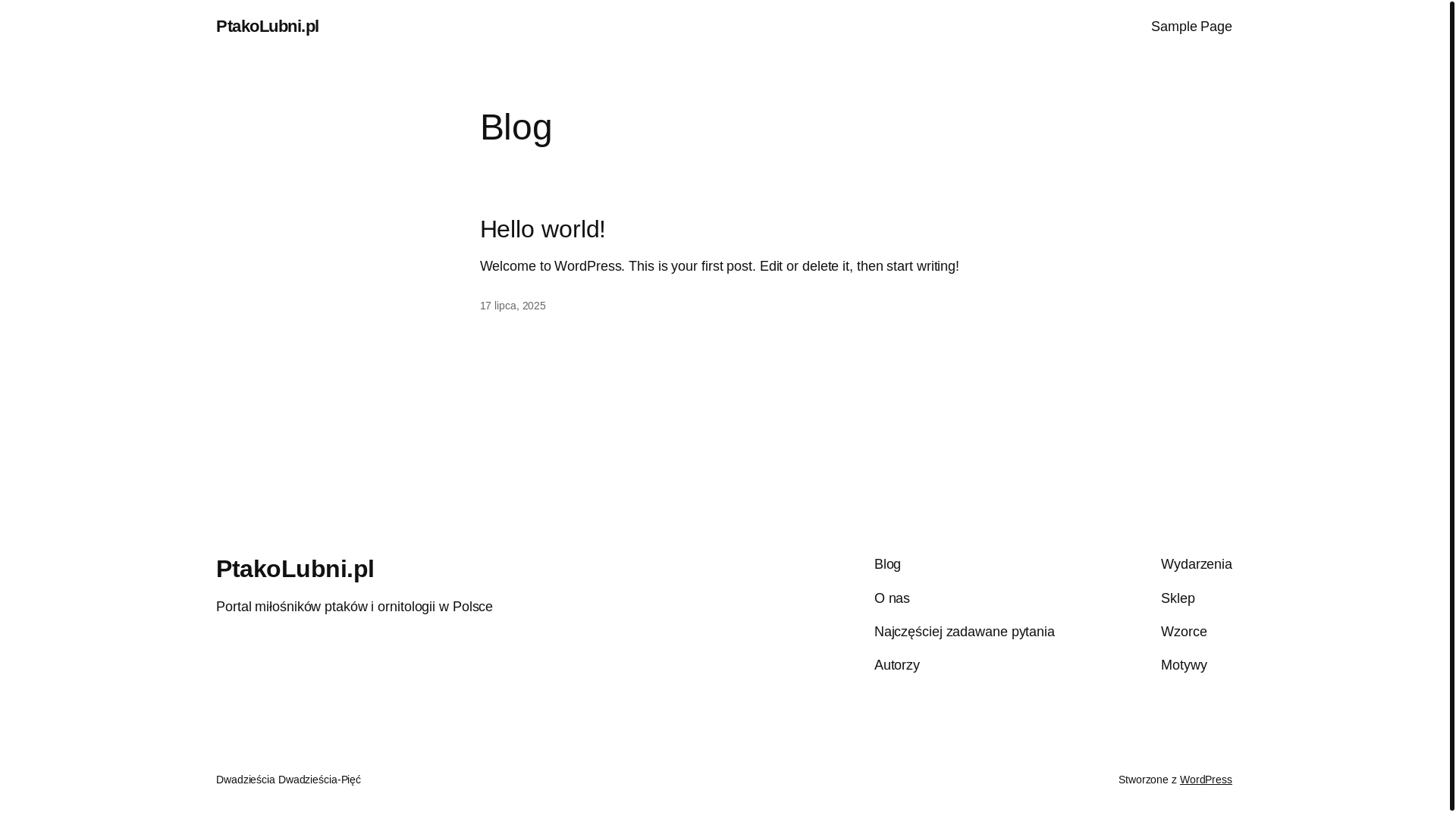 website screenshot of https://ptakolubni.pl/