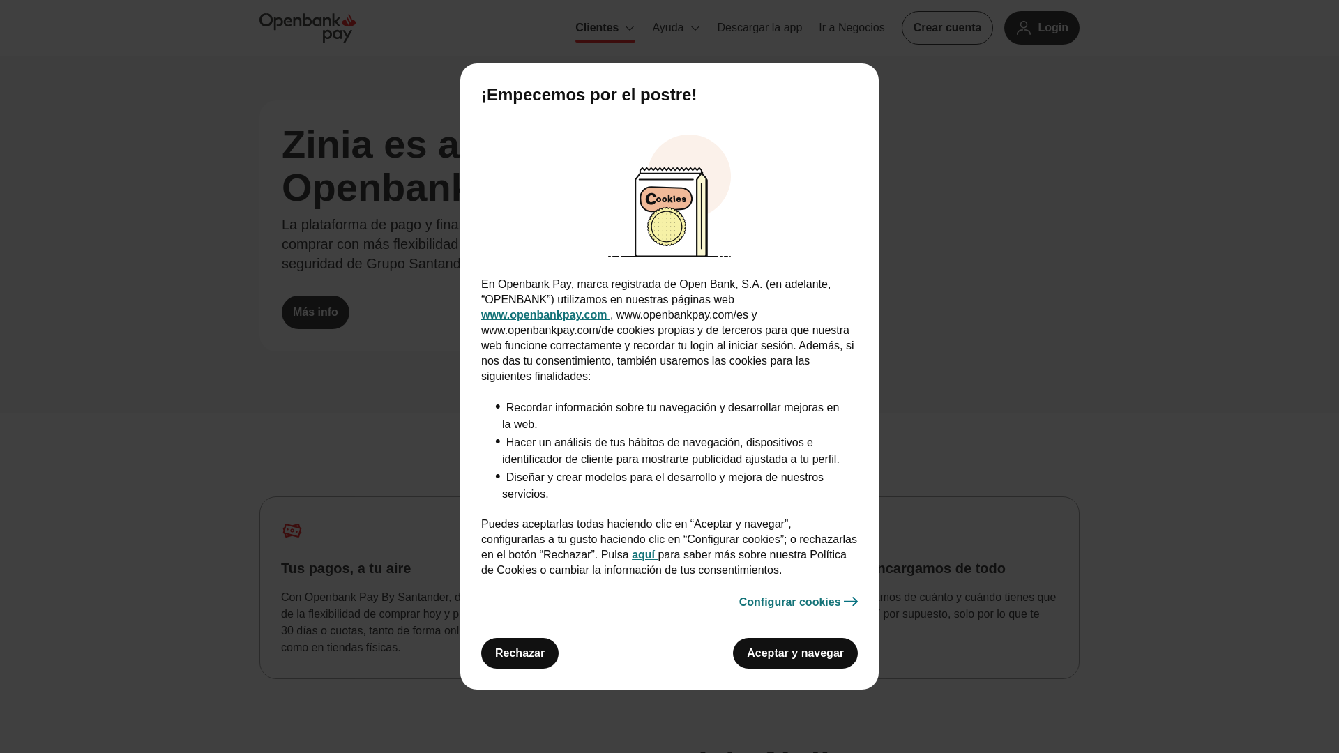 website screenshot of https://openbankpay.es/