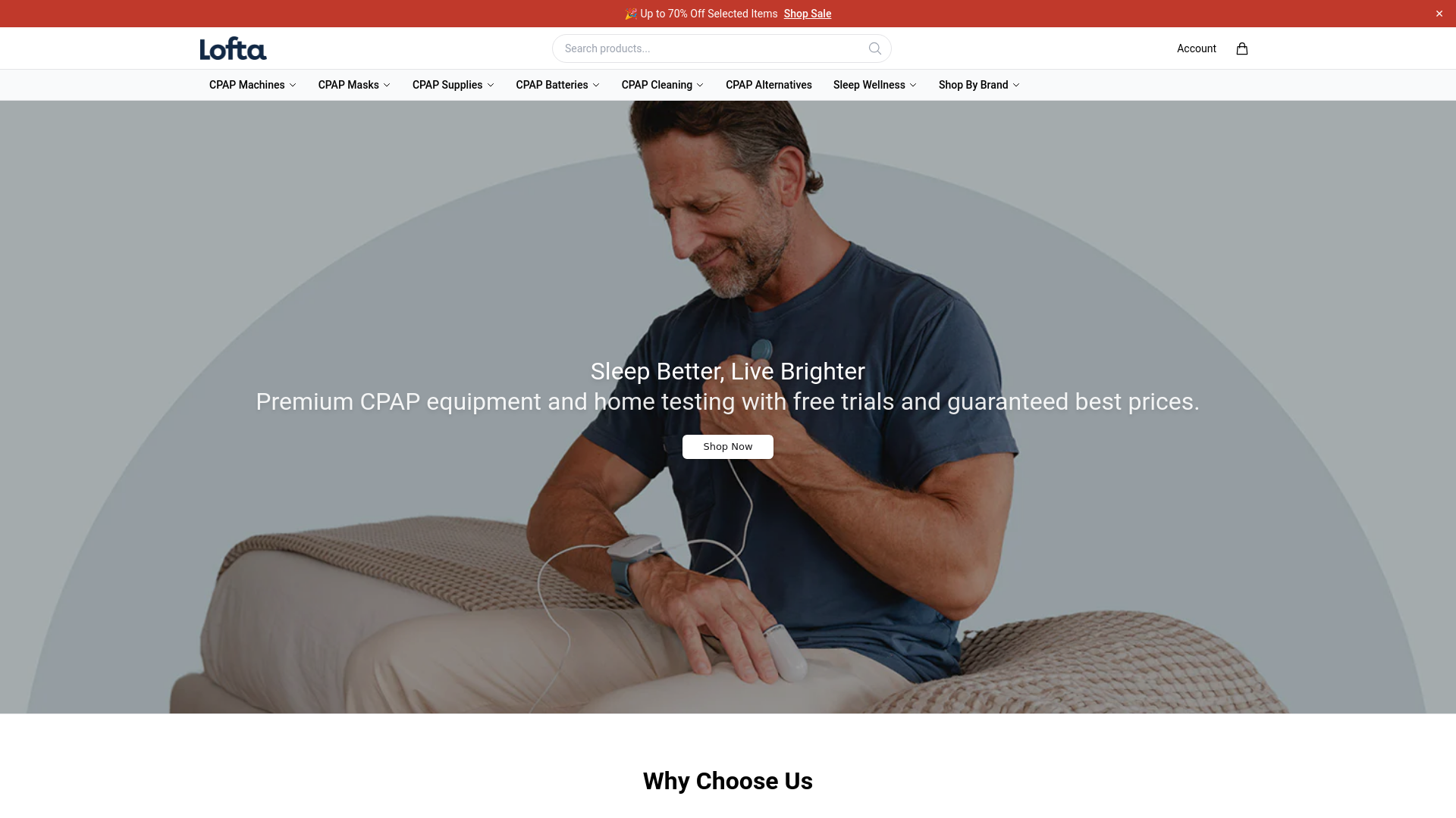 website screenshot of https://loftahq.shop/