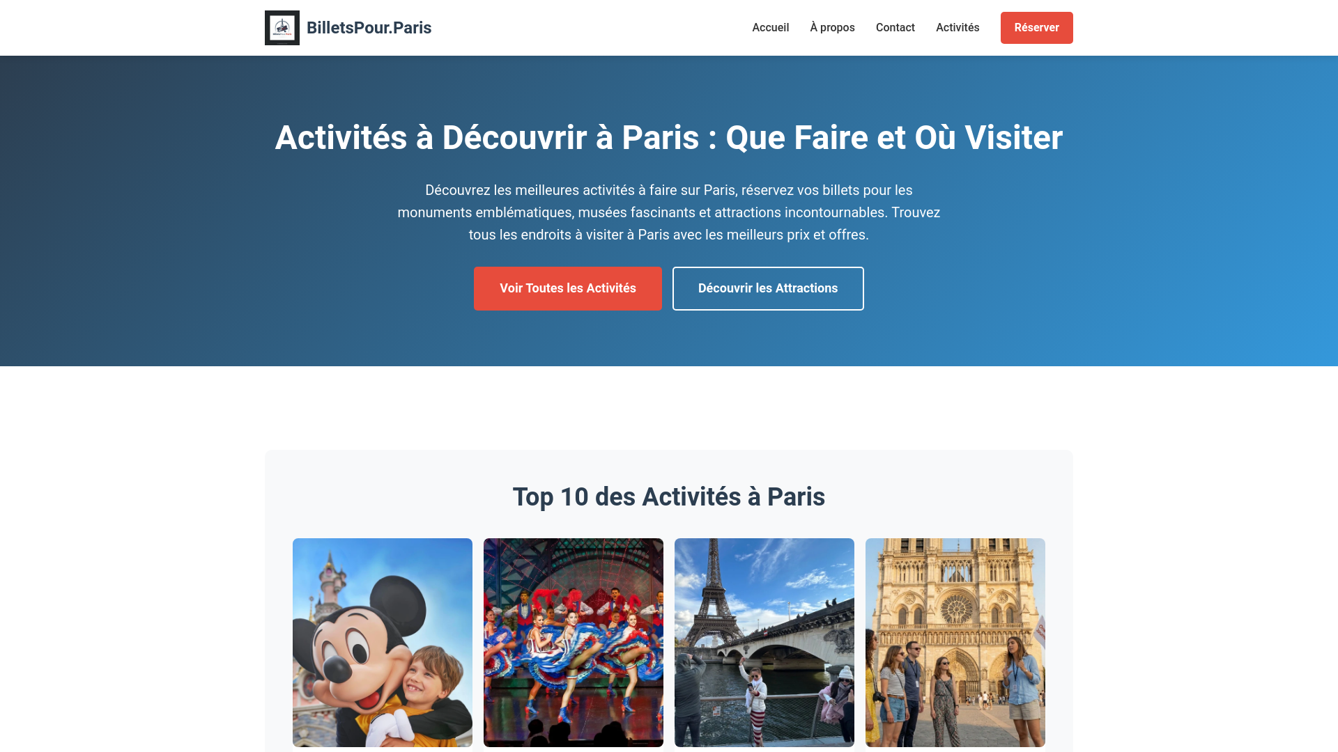 website screenshot of https://billetspour.paris/