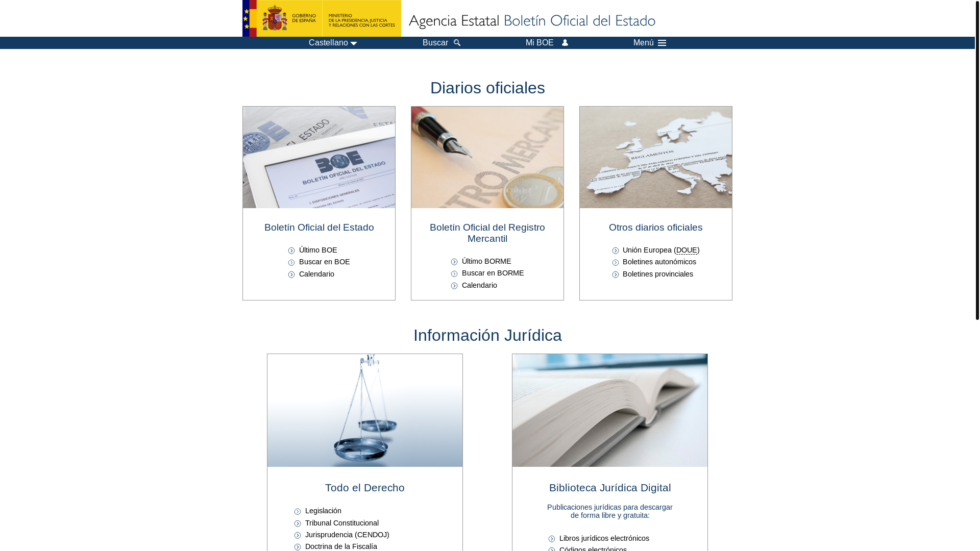 website screenshot of https://www.boe.es/