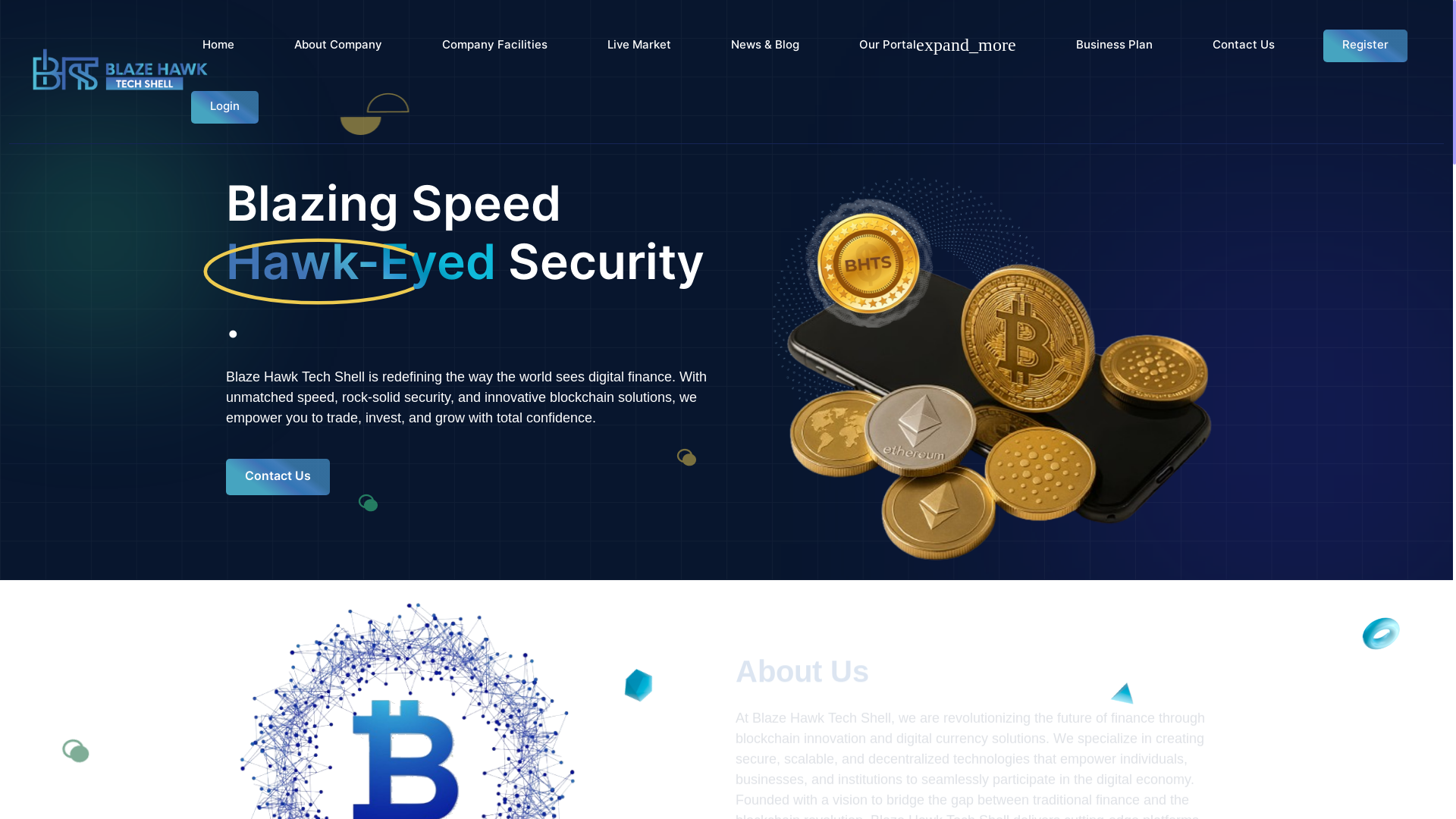 website screenshot of https://blazehawktech.com/