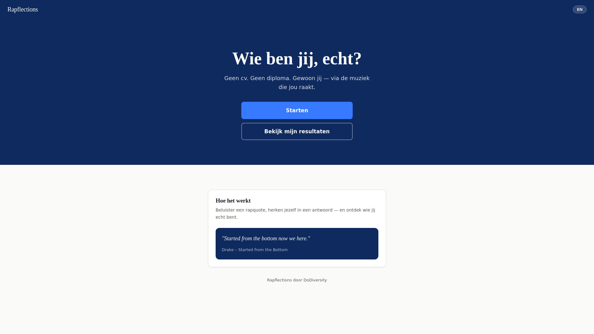 website screenshot of https://rapflections-dev.pages.dev/
