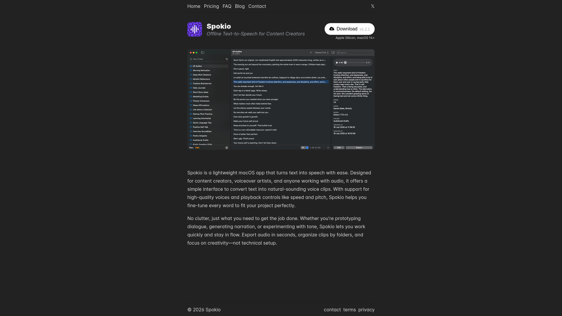 website screenshot of https://spokio.xyz/