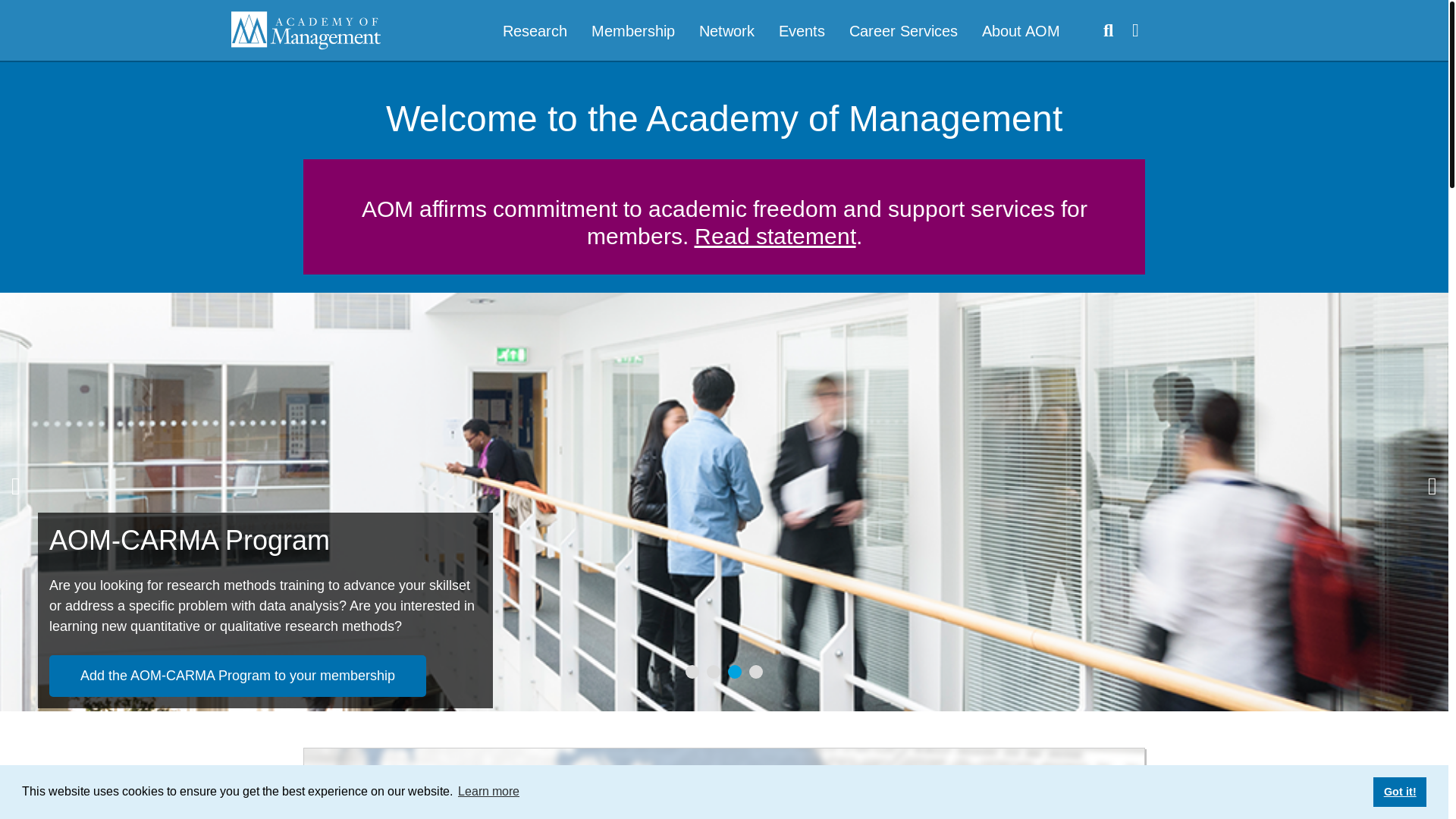 website screenshot of https://aom.org/