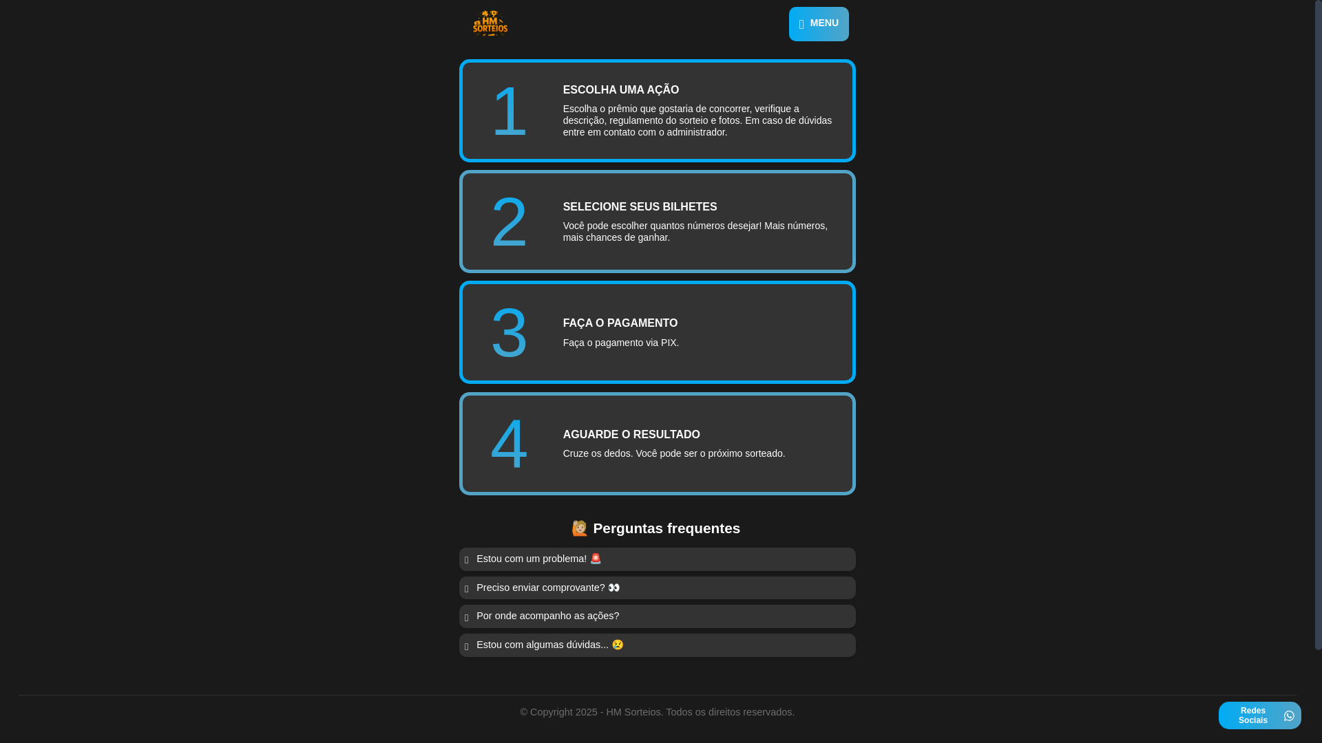 website screenshot of https://hmsorteios.online/