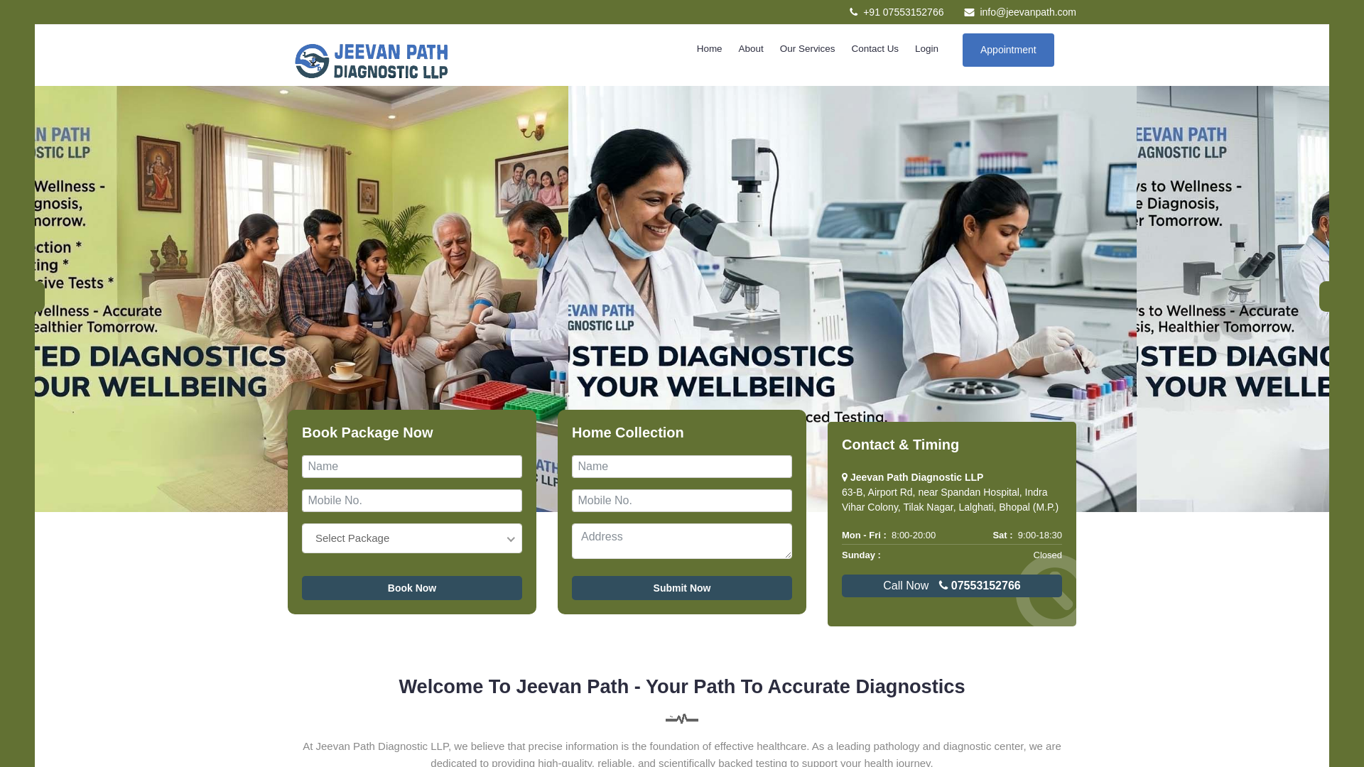 website screenshot of https://jeevanpathdiagnostic.com