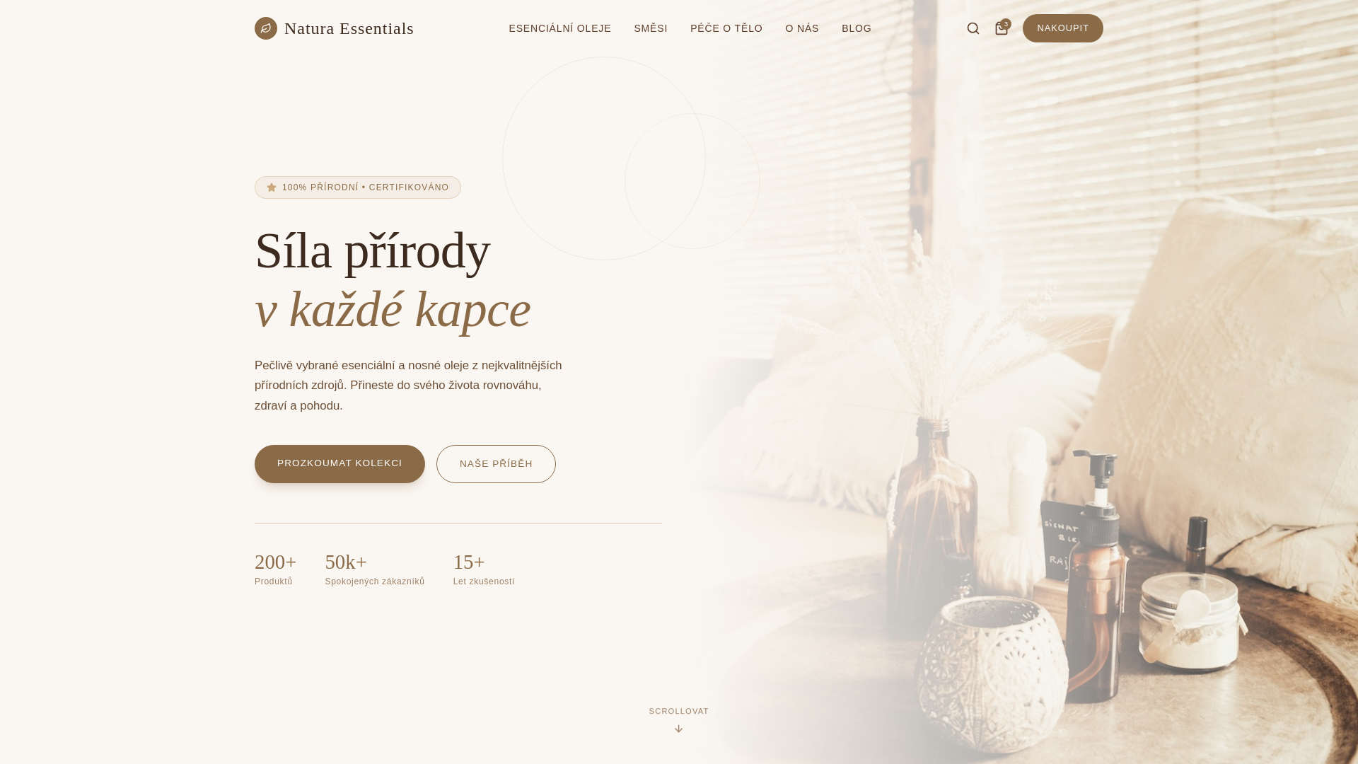 website screenshot of https://esenci.cz