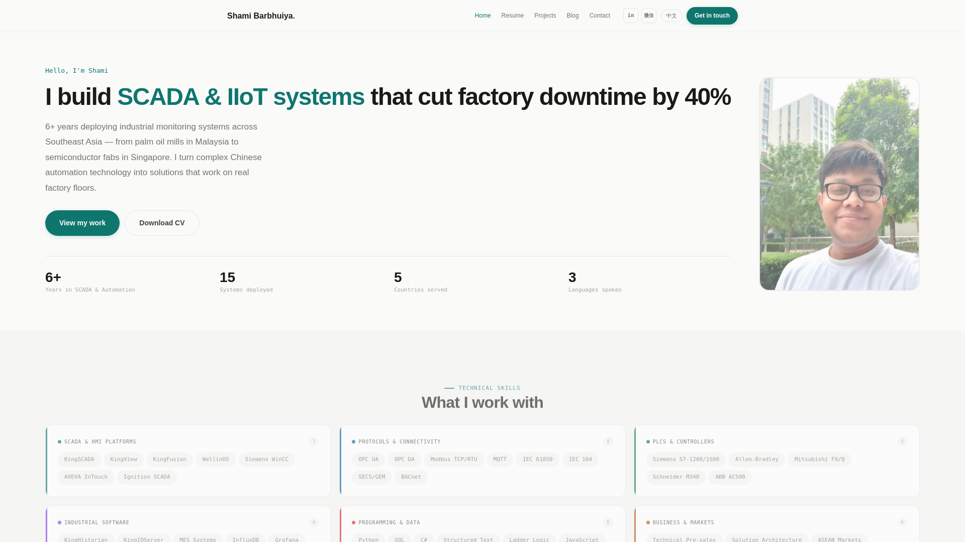 website screenshot of https://shami.pro/