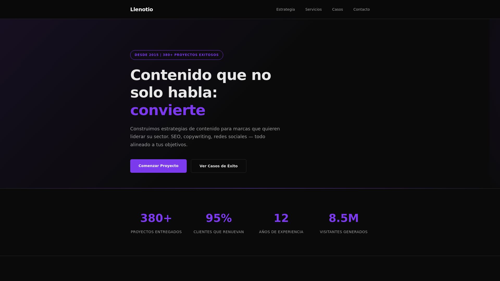 website screenshot of https://llenotio.lat/