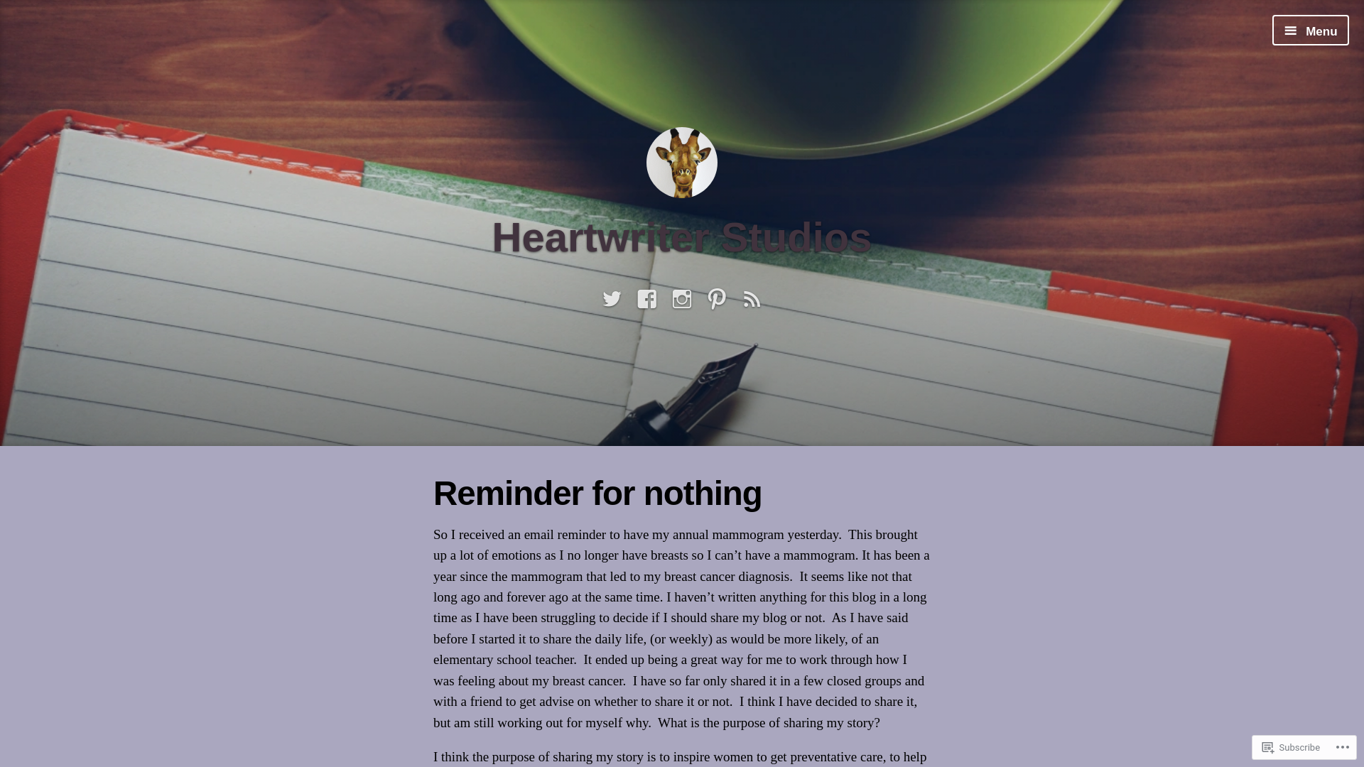website screenshot of https://heartwriterstudios.com/