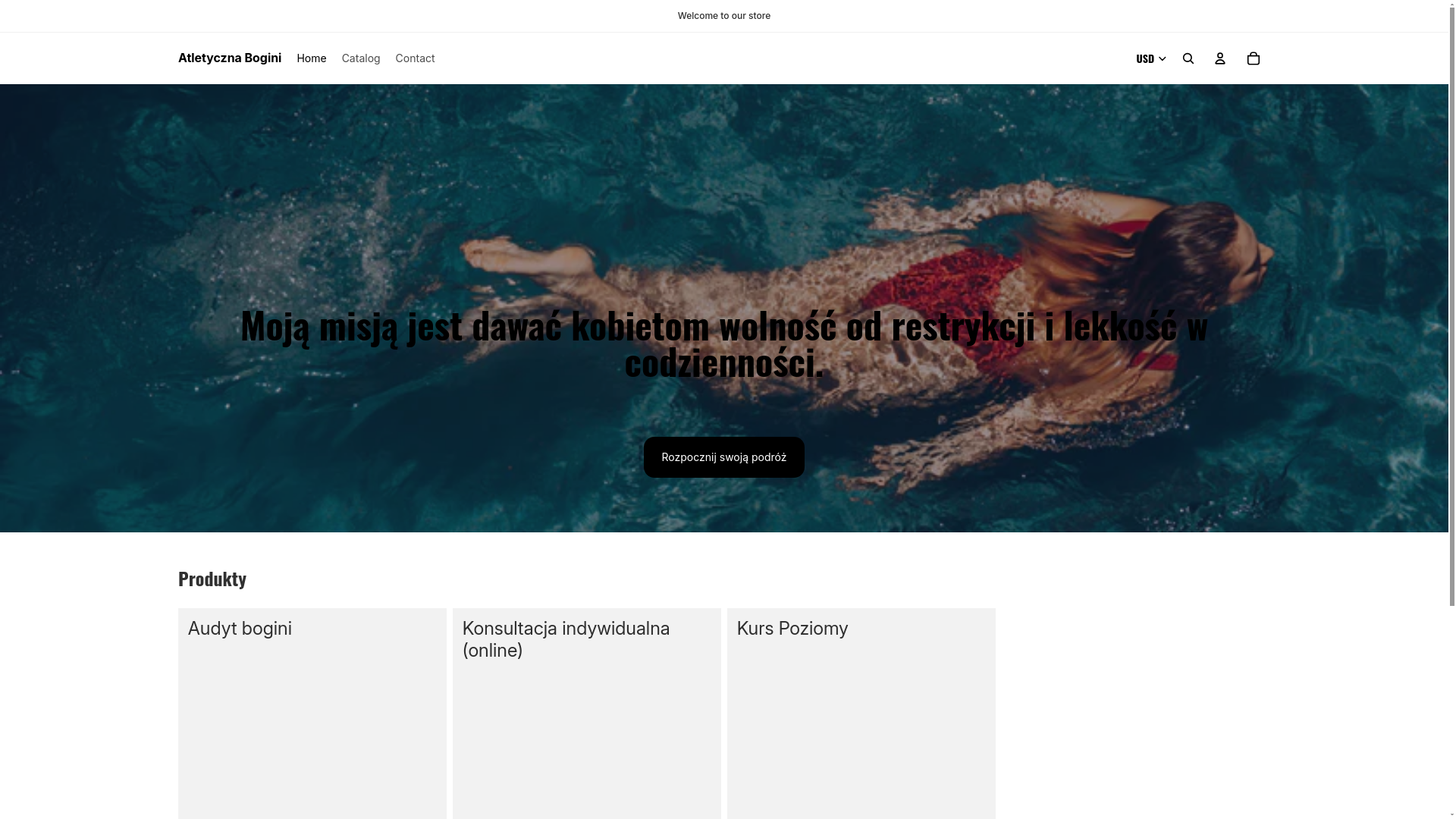website screenshot of https://atletycznabogini.com/