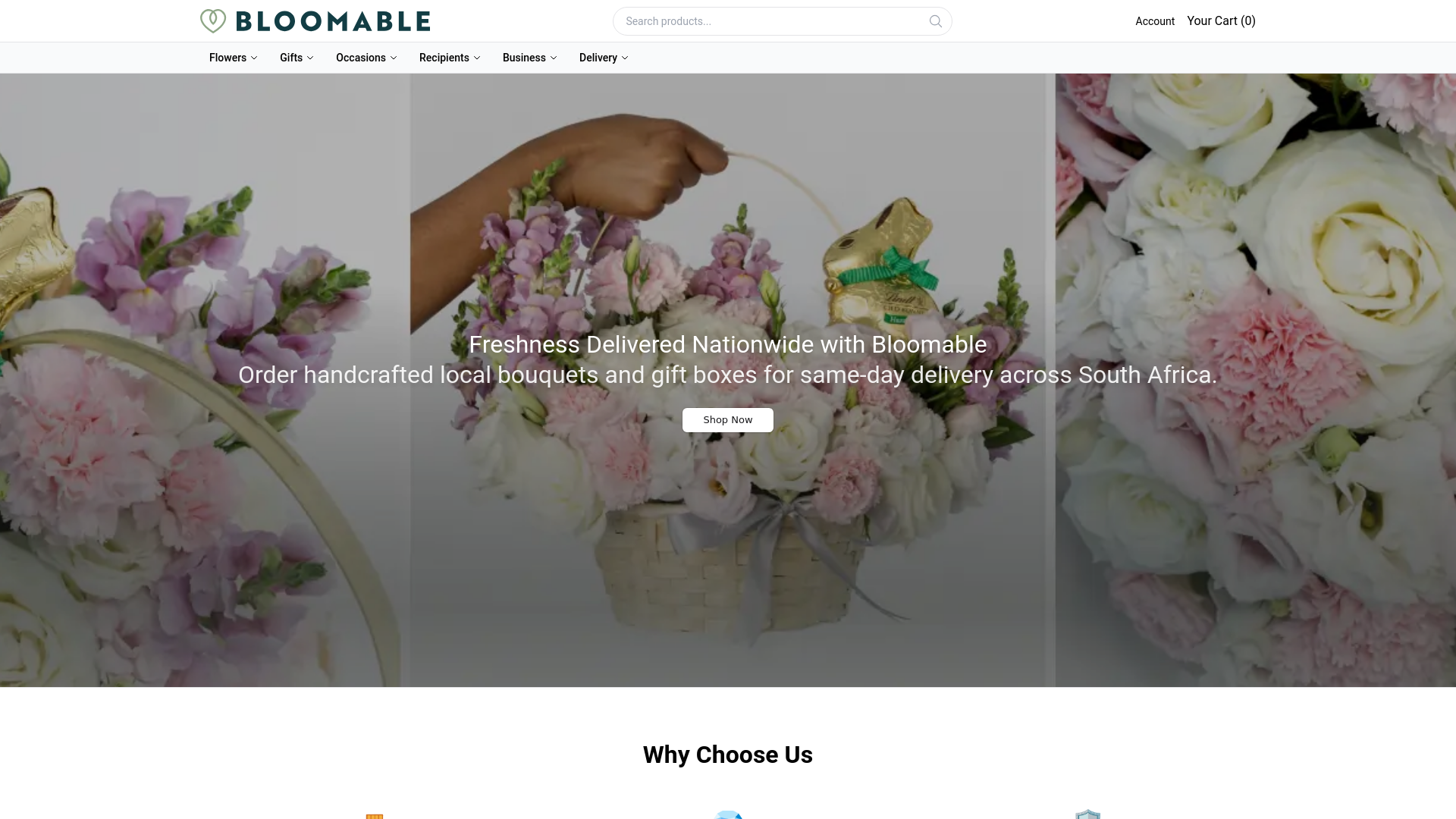 website screenshot of https://getbloomable.shop
