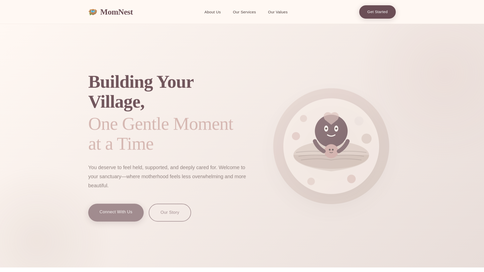 website screenshot of https://momnest.us/