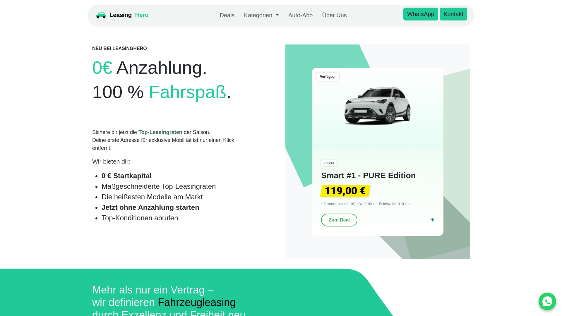 website screenshot of https://leasinghero-b2b.de/