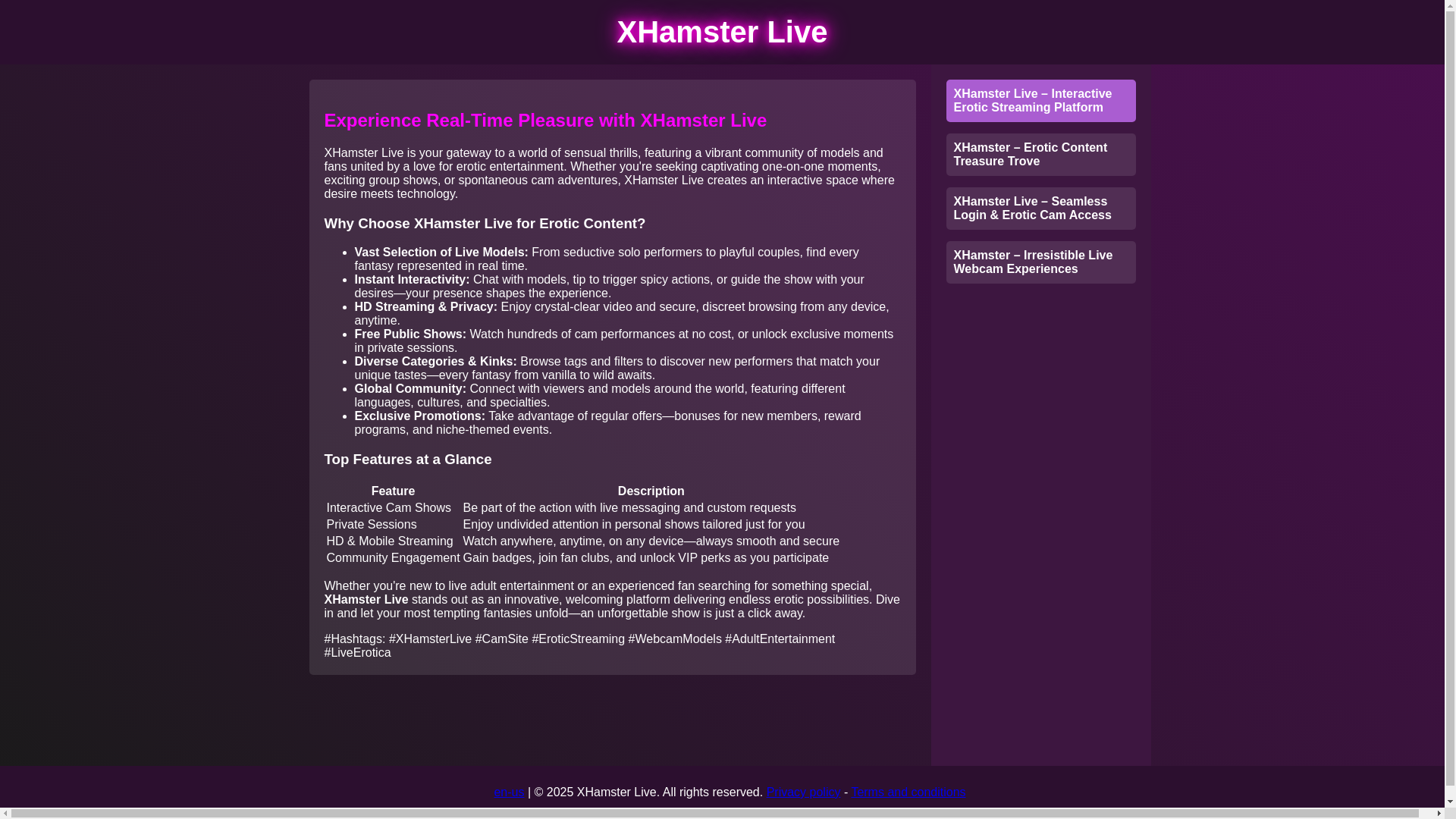 website screenshot of https://web-xhamsterlive.com/