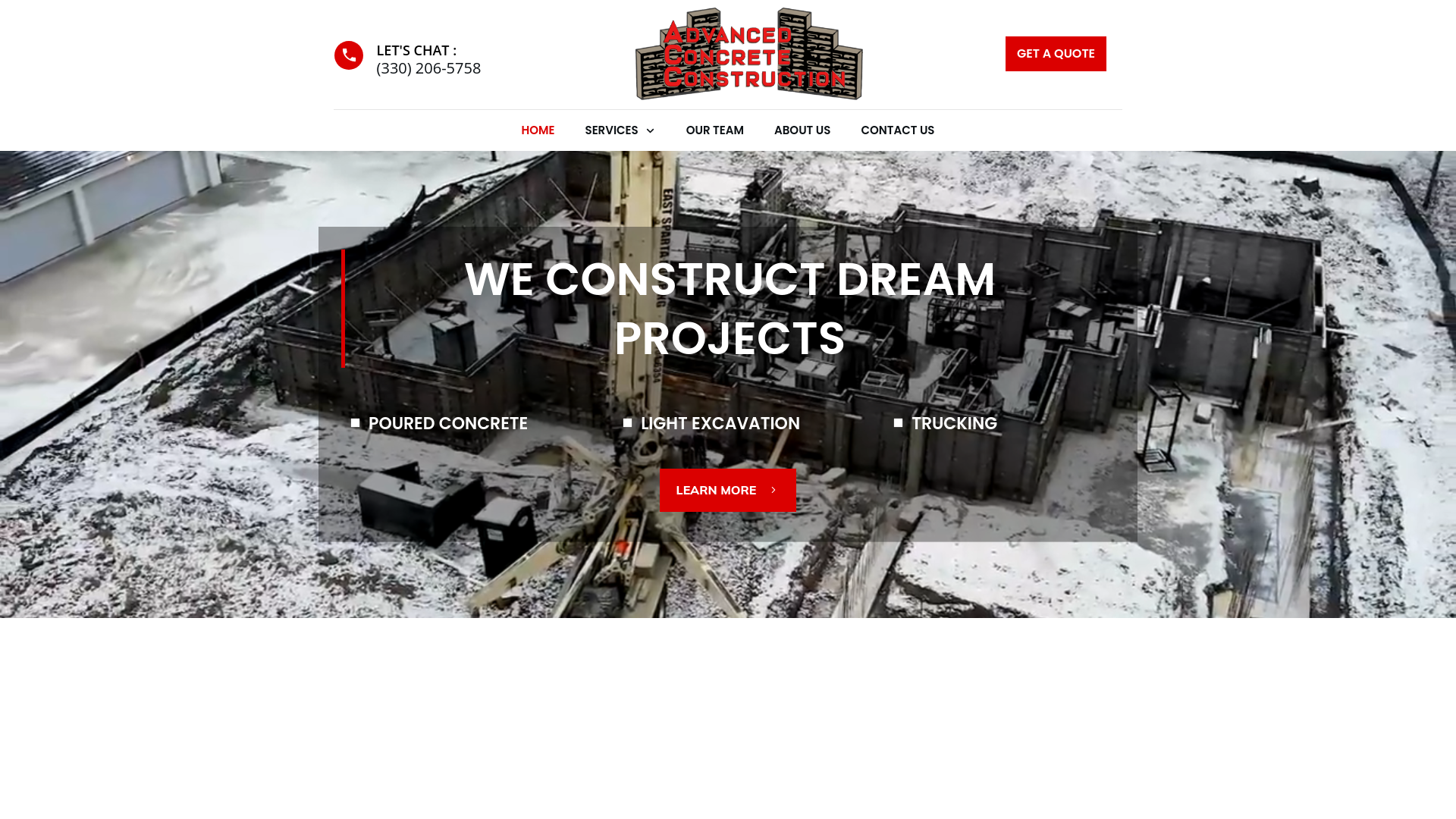 website screenshot of https://advancedconcreteconstruction.net/