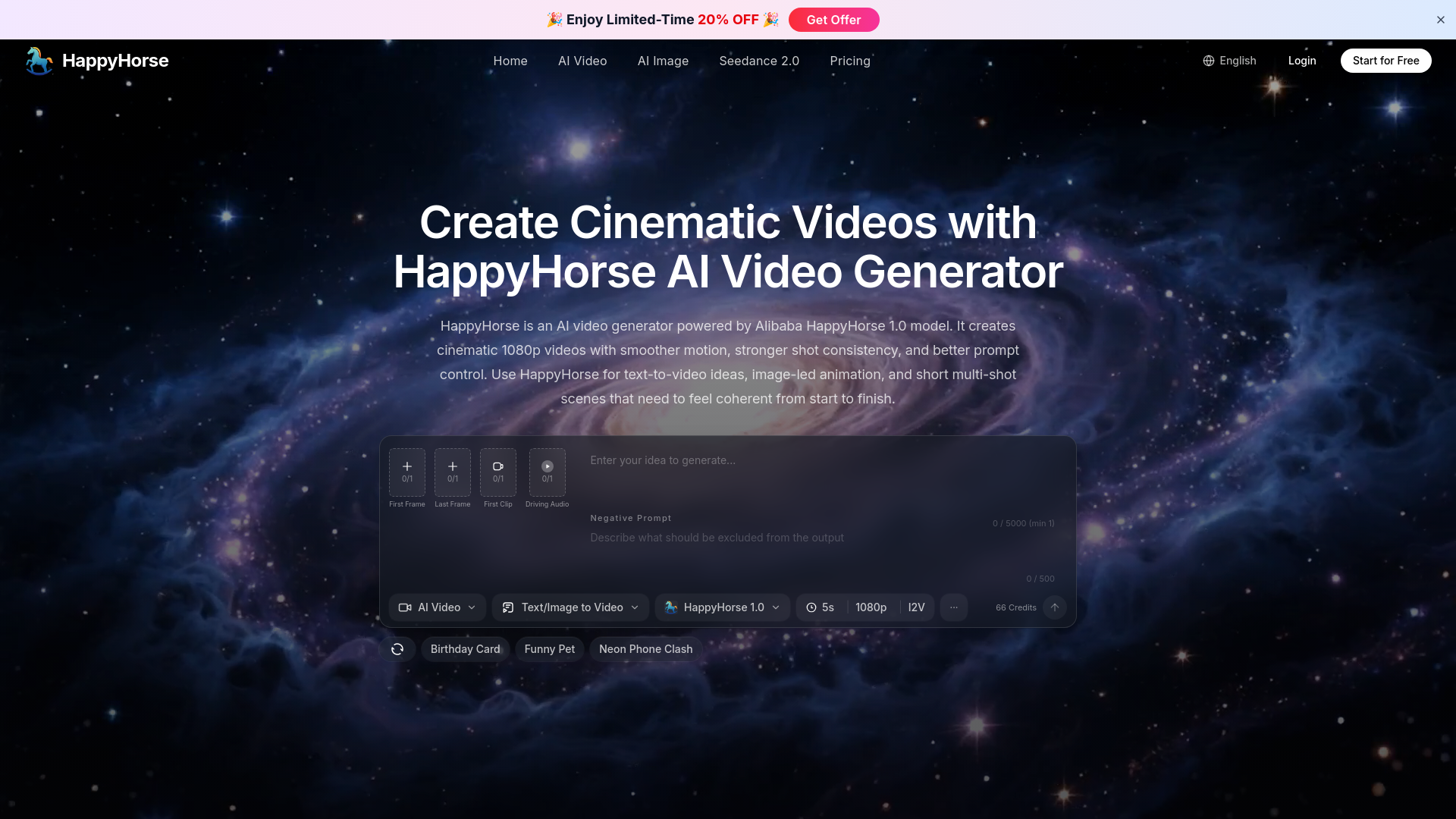 website screenshot of https://happyhorsegen.video/