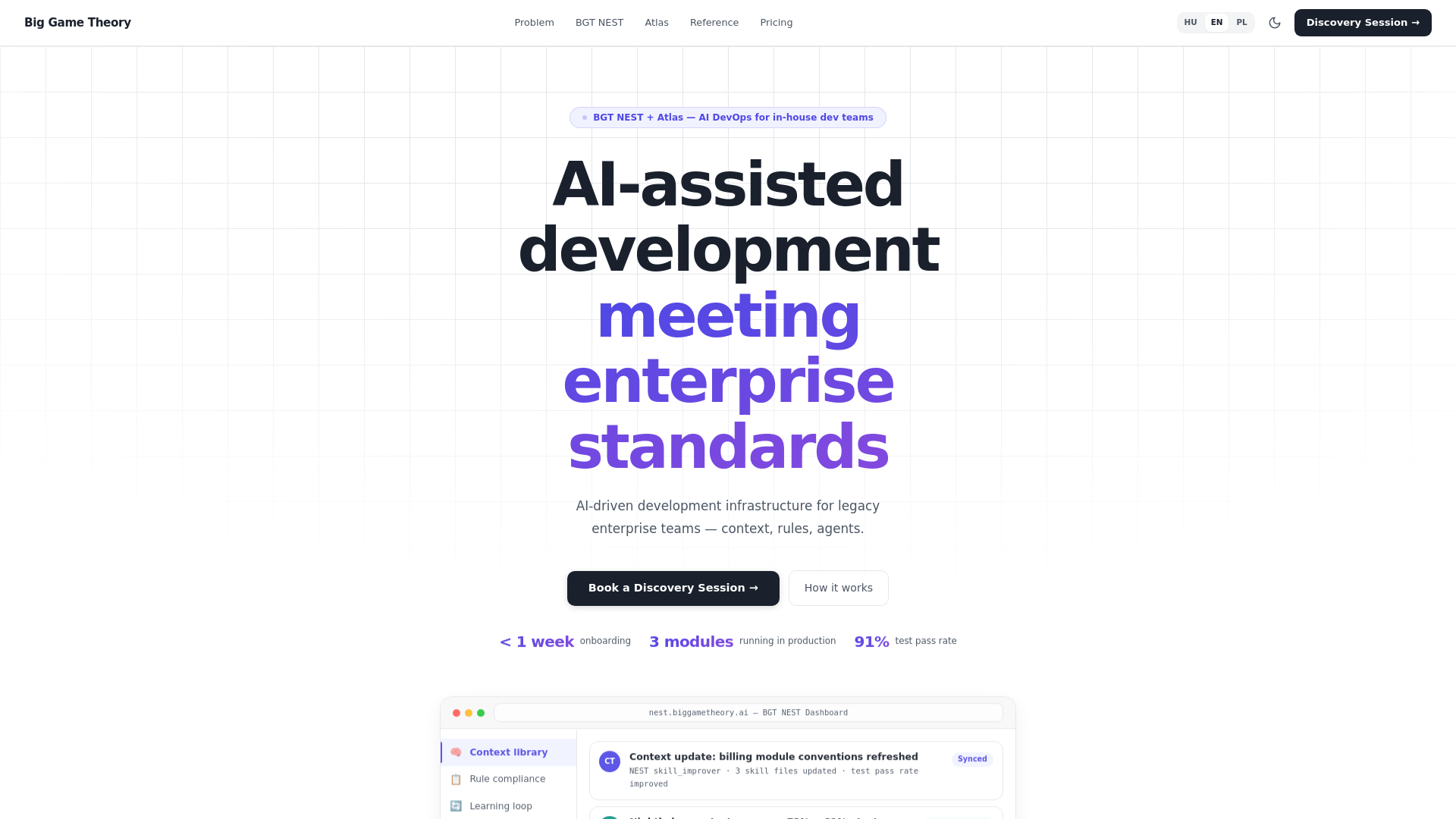 website screenshot of https://biggametheory.ai
