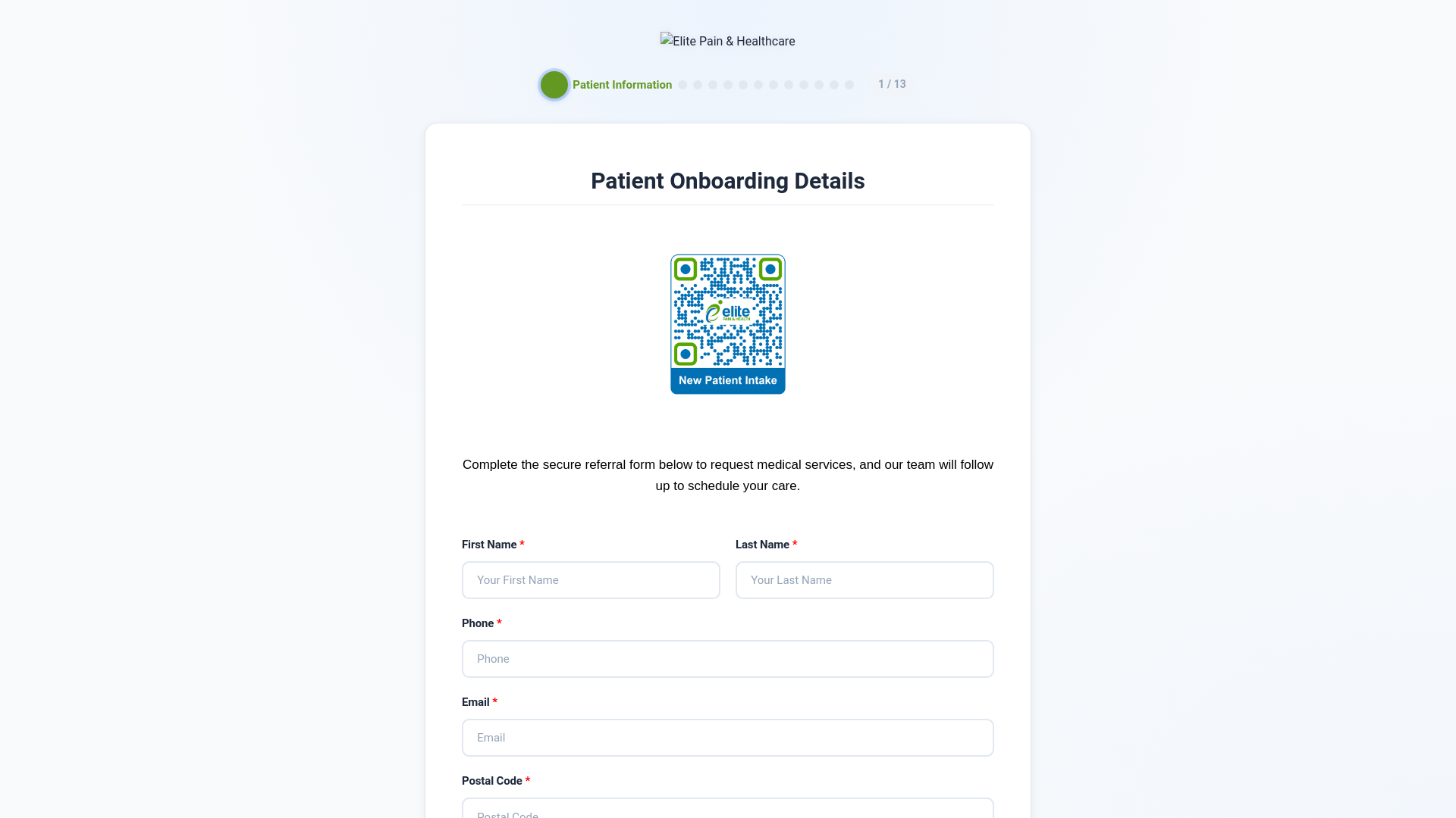 website screenshot of https://intakefollowup.epainhealth.com