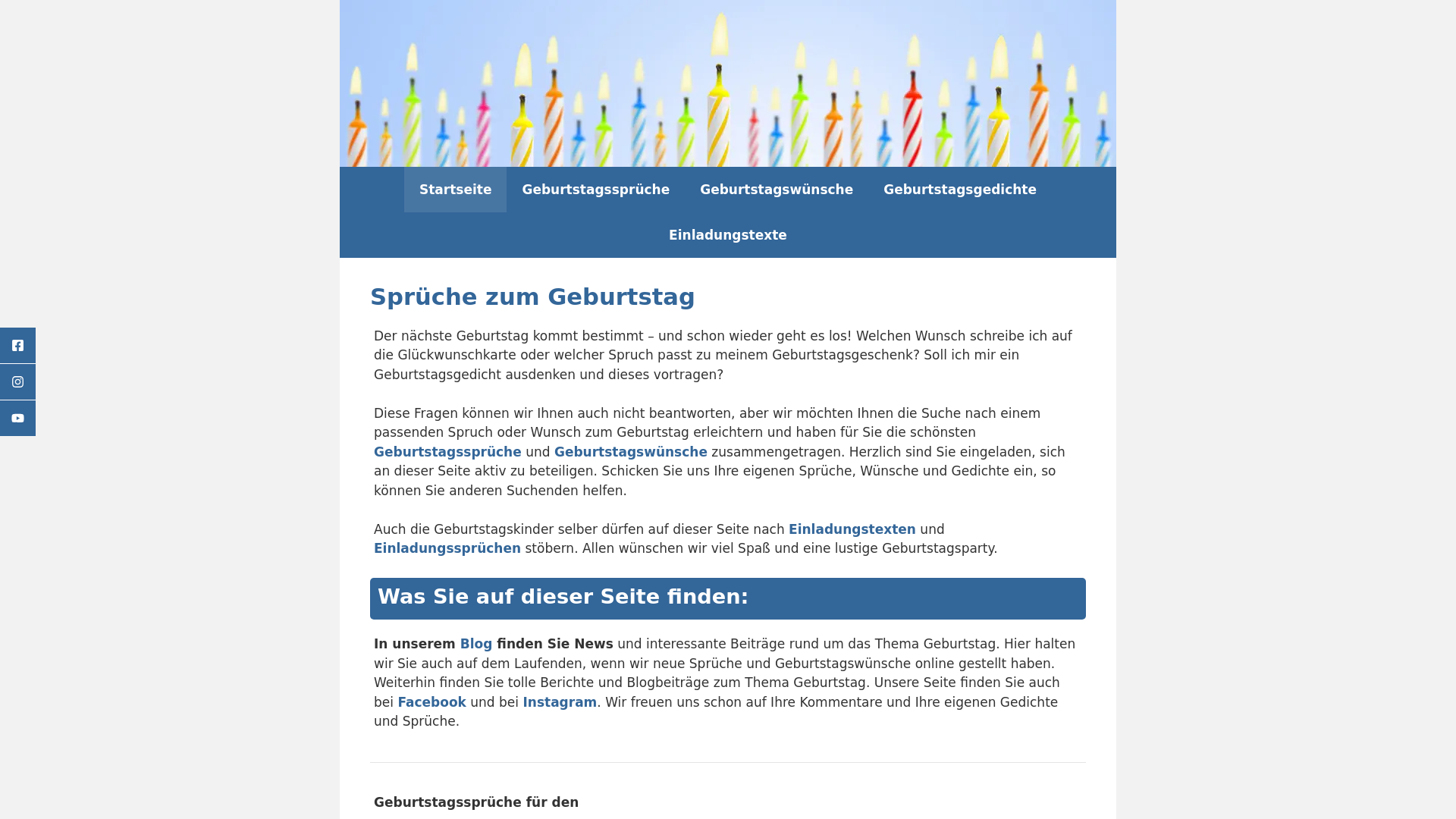 website screenshot of https://spruch-wunsch-geburtstag.de