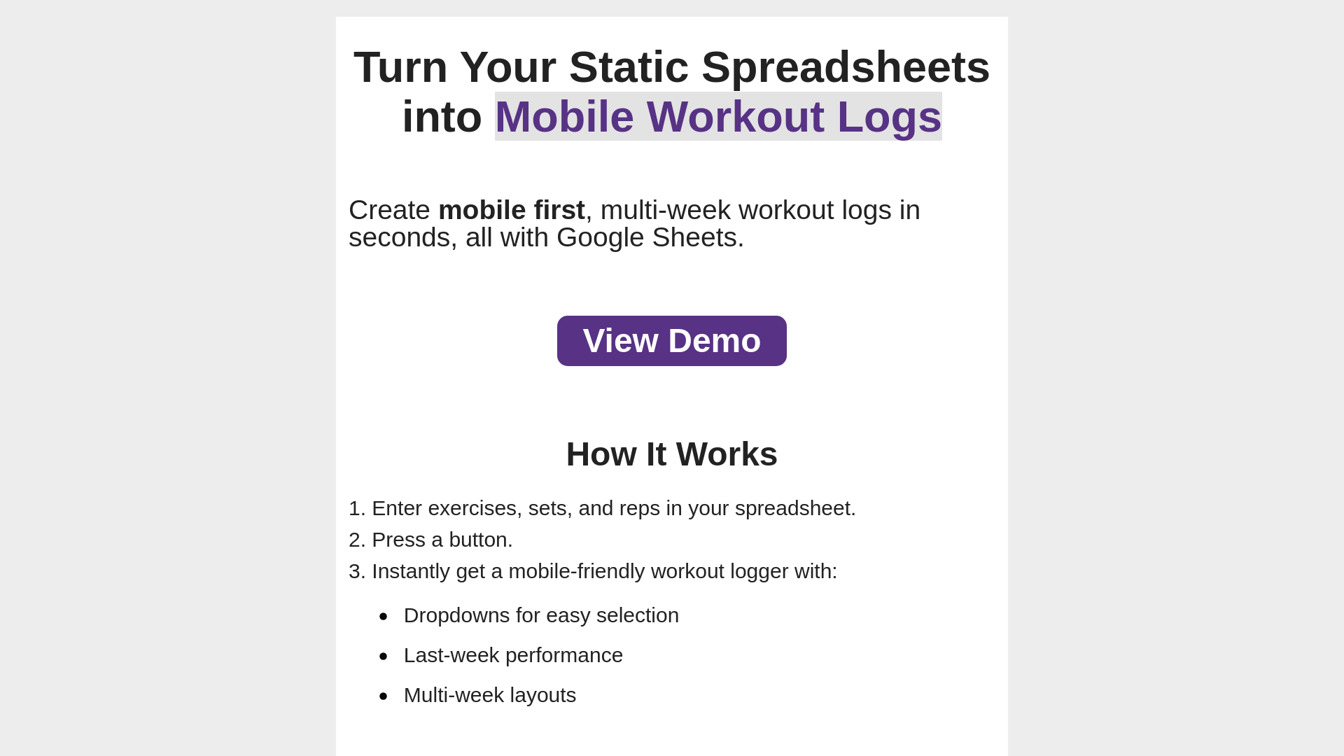 website screenshot of https://sheet2mobile.com/