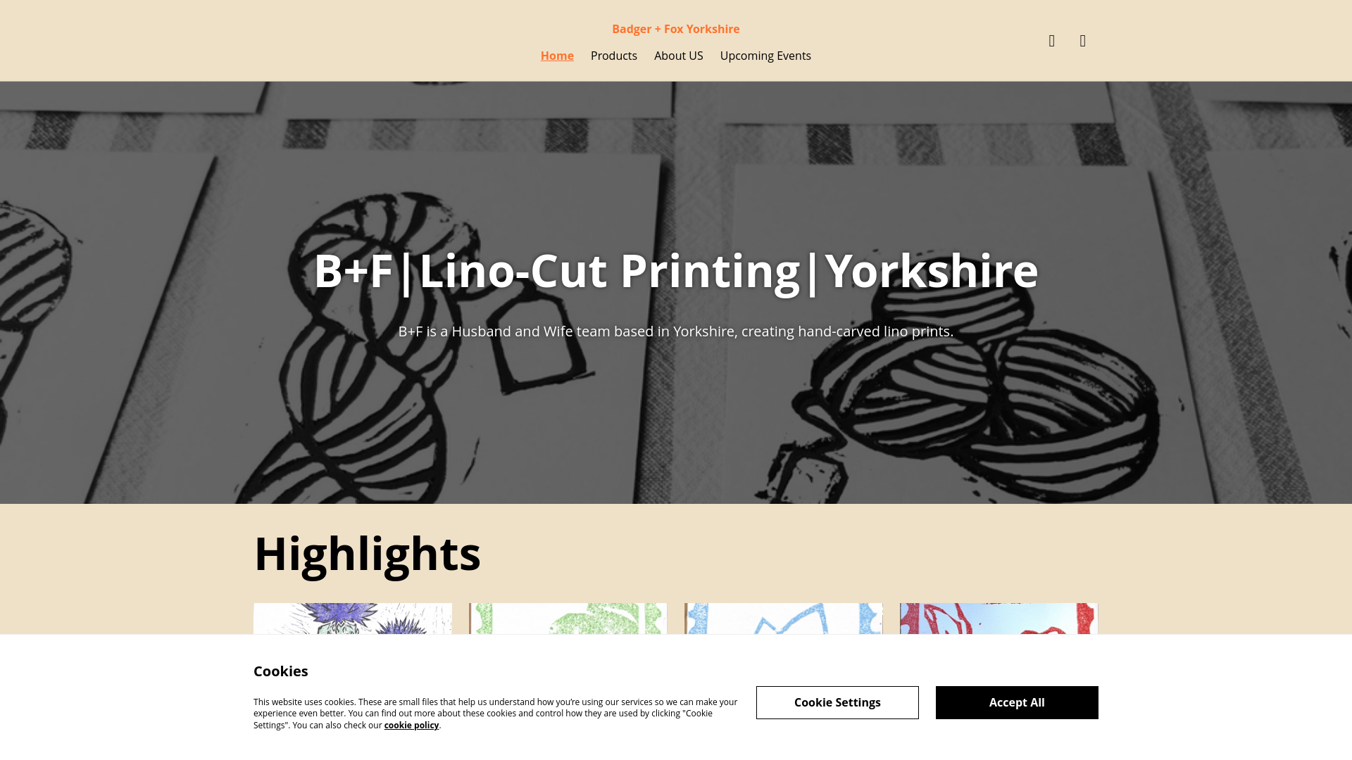 website screenshot of https://badgerandfox-yorkshire.co.uk/