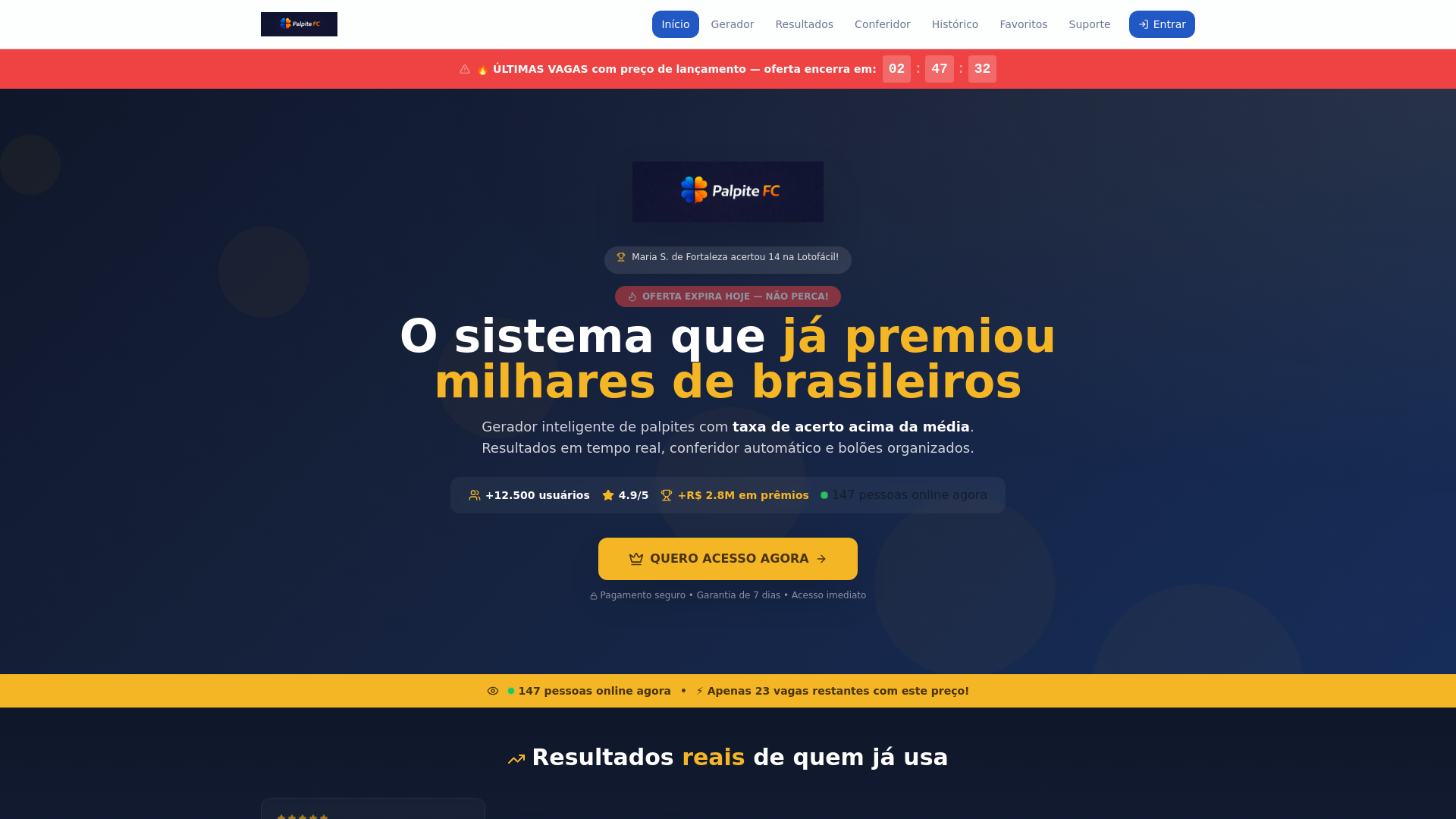 website screenshot of https://palpitefc.fun