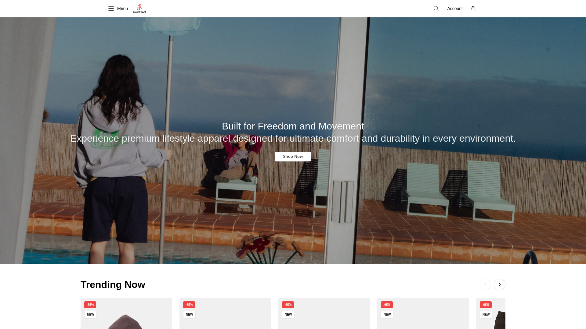 website screenshot of https://gramiccionline.shop/