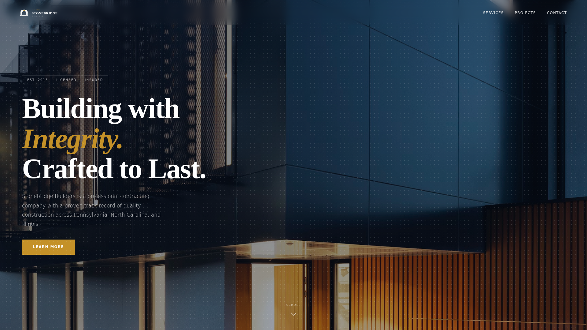 website screenshot of https://thestonebridgeco.com