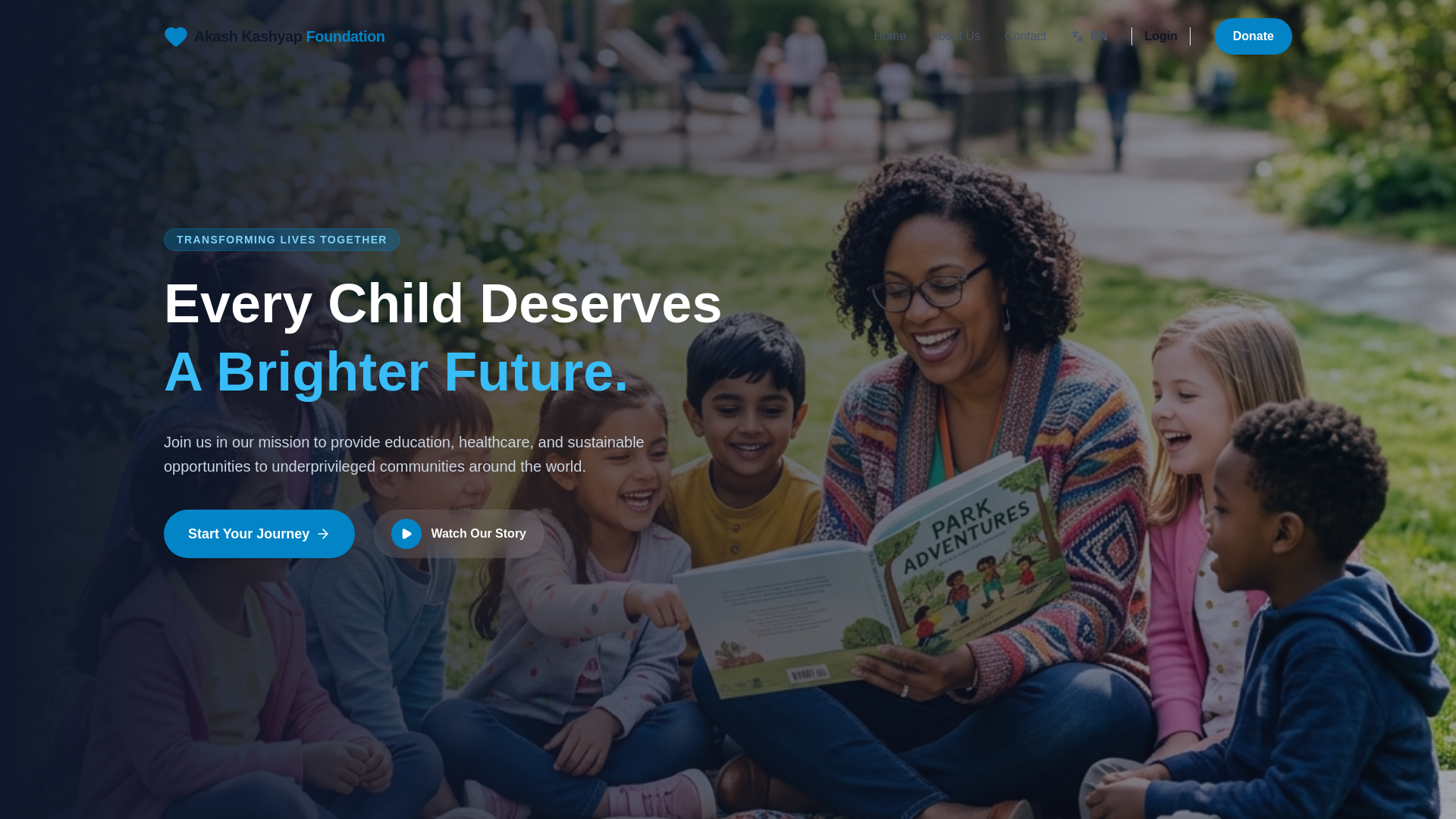 website screenshot of https://akashkashyapfoundation.in/