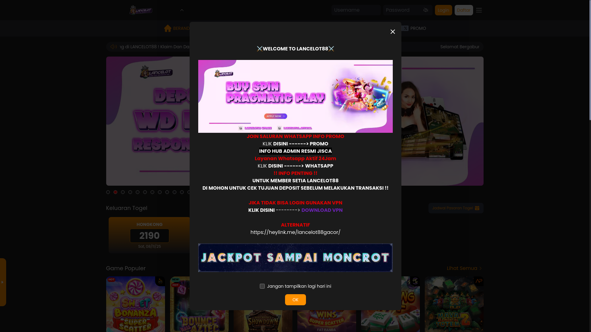 website screenshot of https://lancelot88-h.xyz/