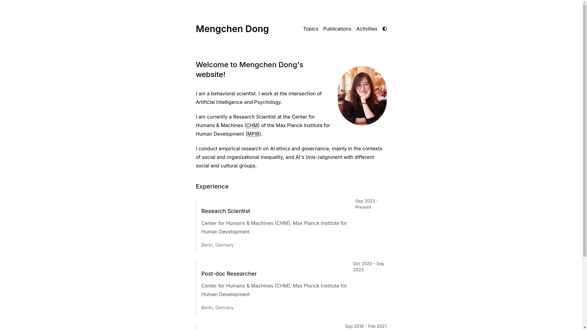 website screenshot of https://mengchendong.com/