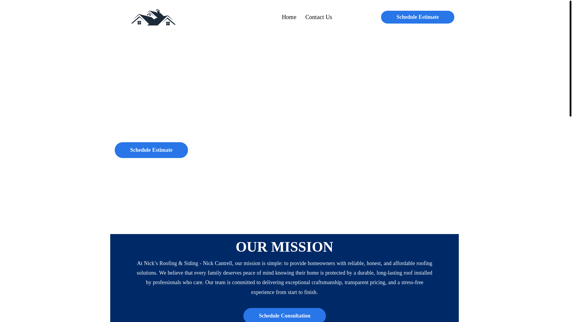website screenshot of https://nicksroofingnsiding.com/