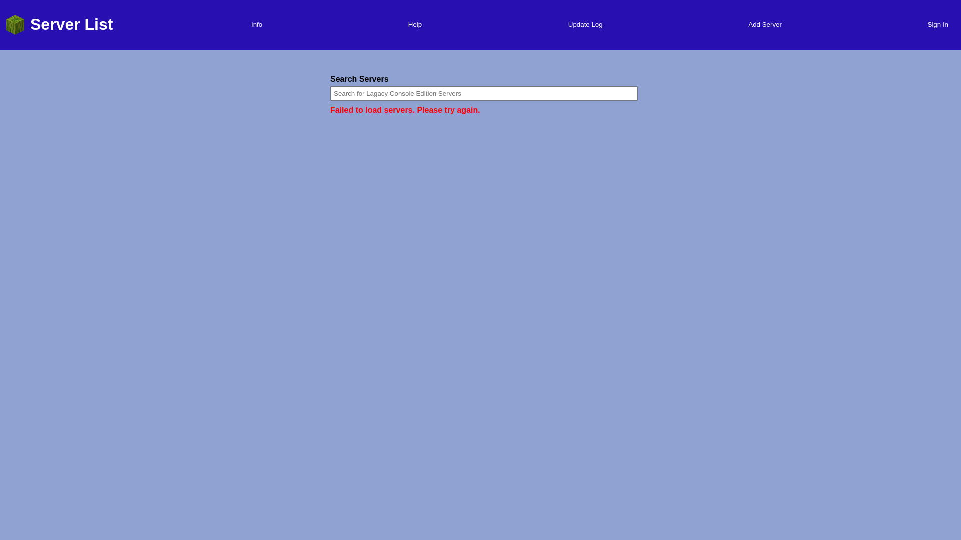 website screenshot of https://lce-server-list.pages.dev/