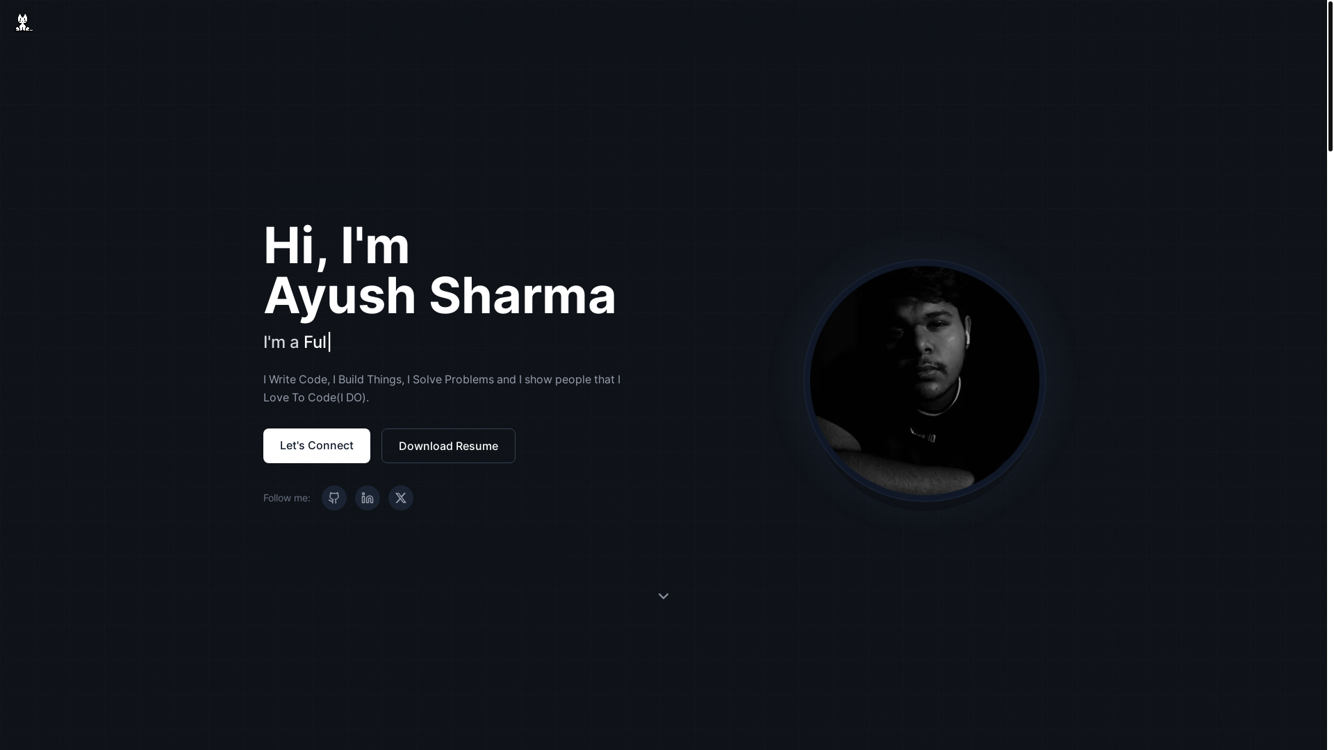website screenshot of https://aysh.me/