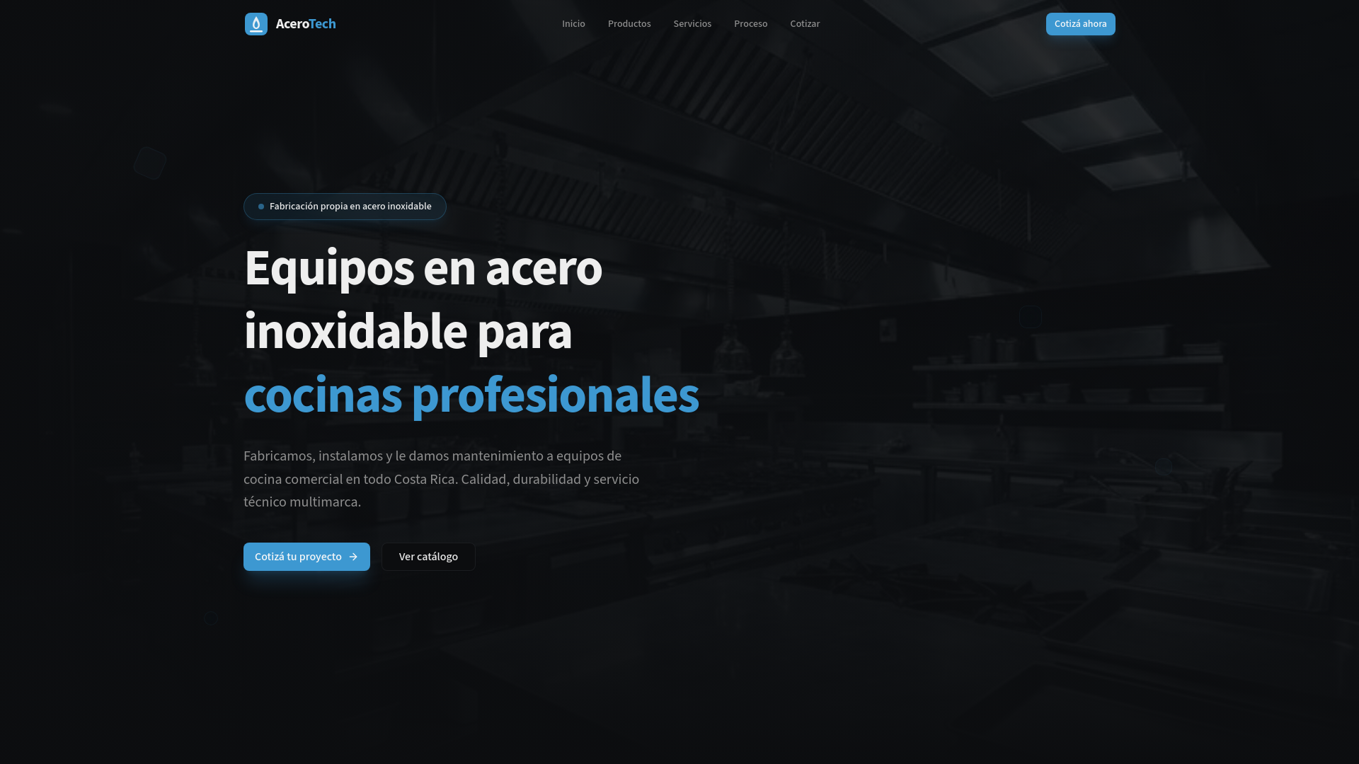 website screenshot of https://acerotech.cr/