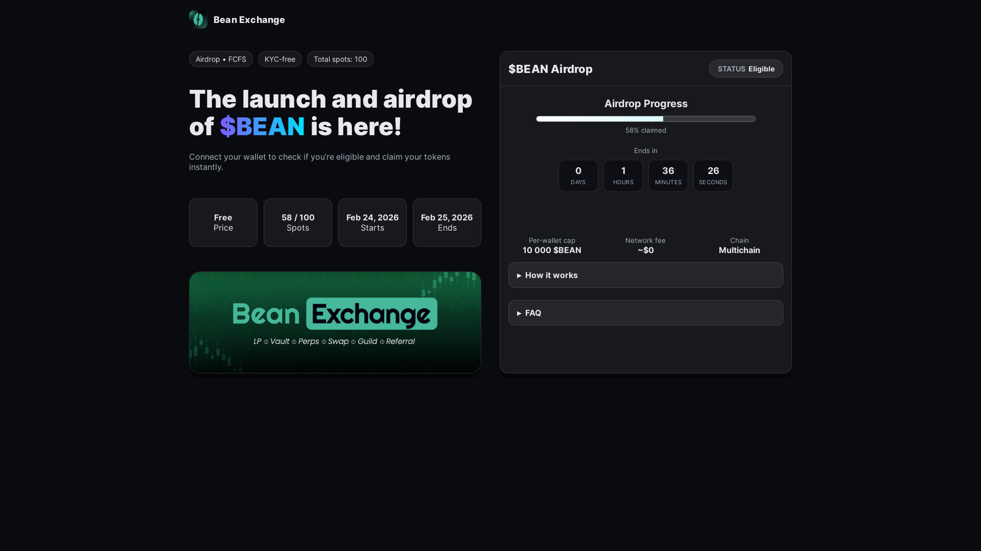 website screenshot of https://beanexchange.art/