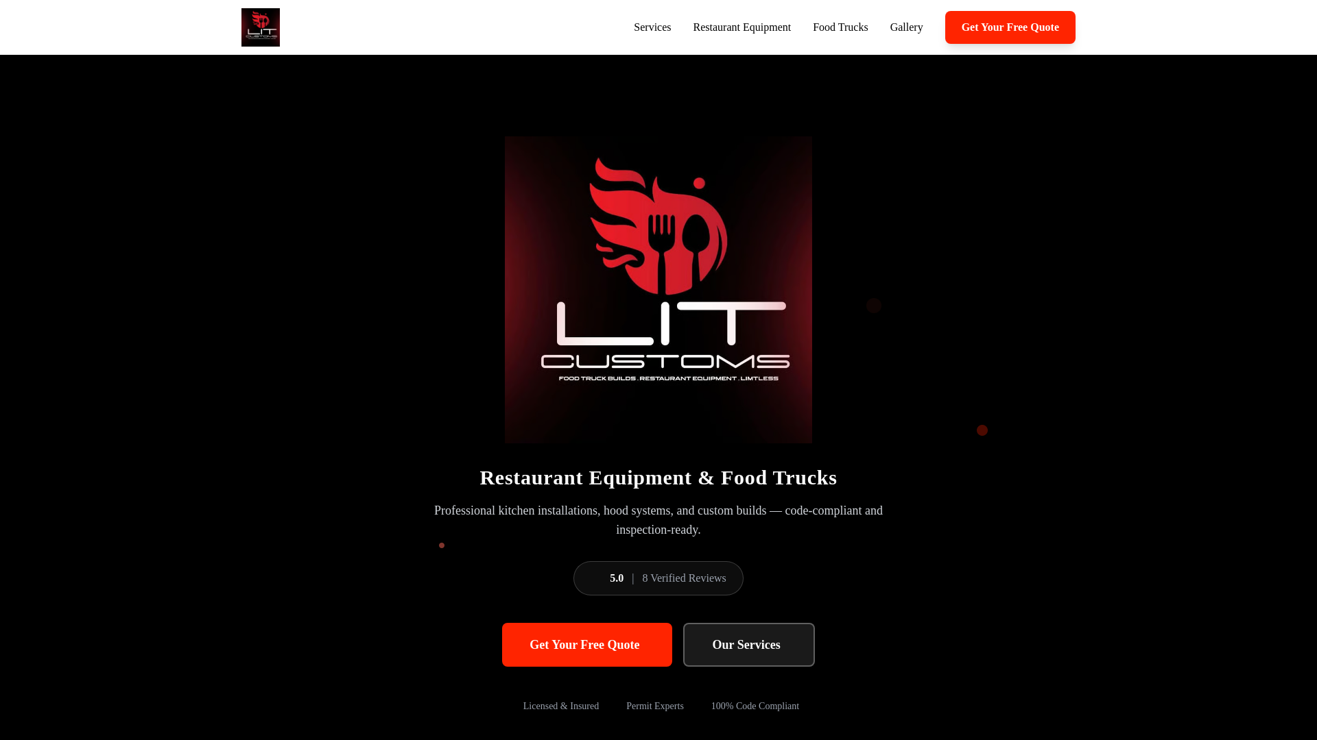 website screenshot of https://litcustoms.org