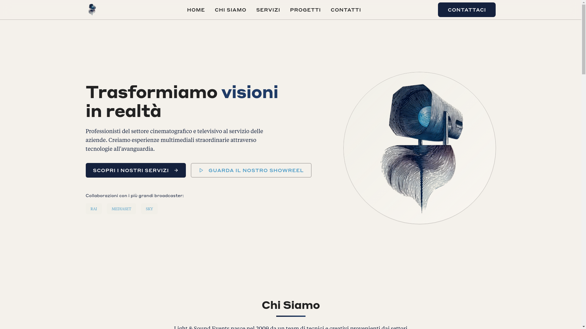 website screenshot of https://light-and-sound.it/