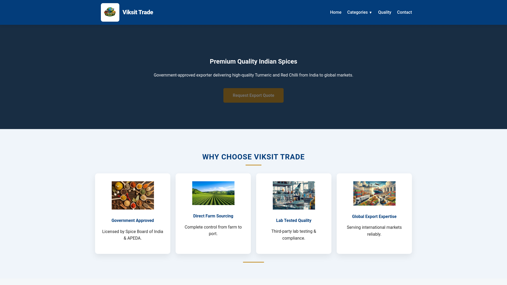 website screenshot of https://viksittrade.com/