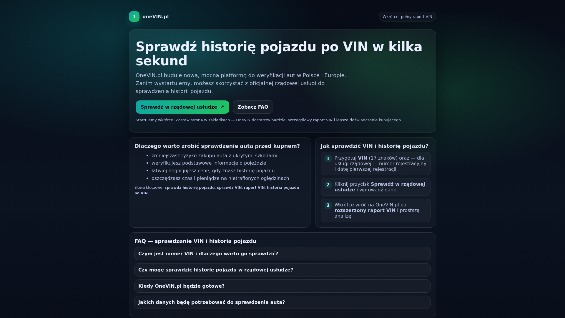 website screenshot of https://onevinpl.pages.dev/