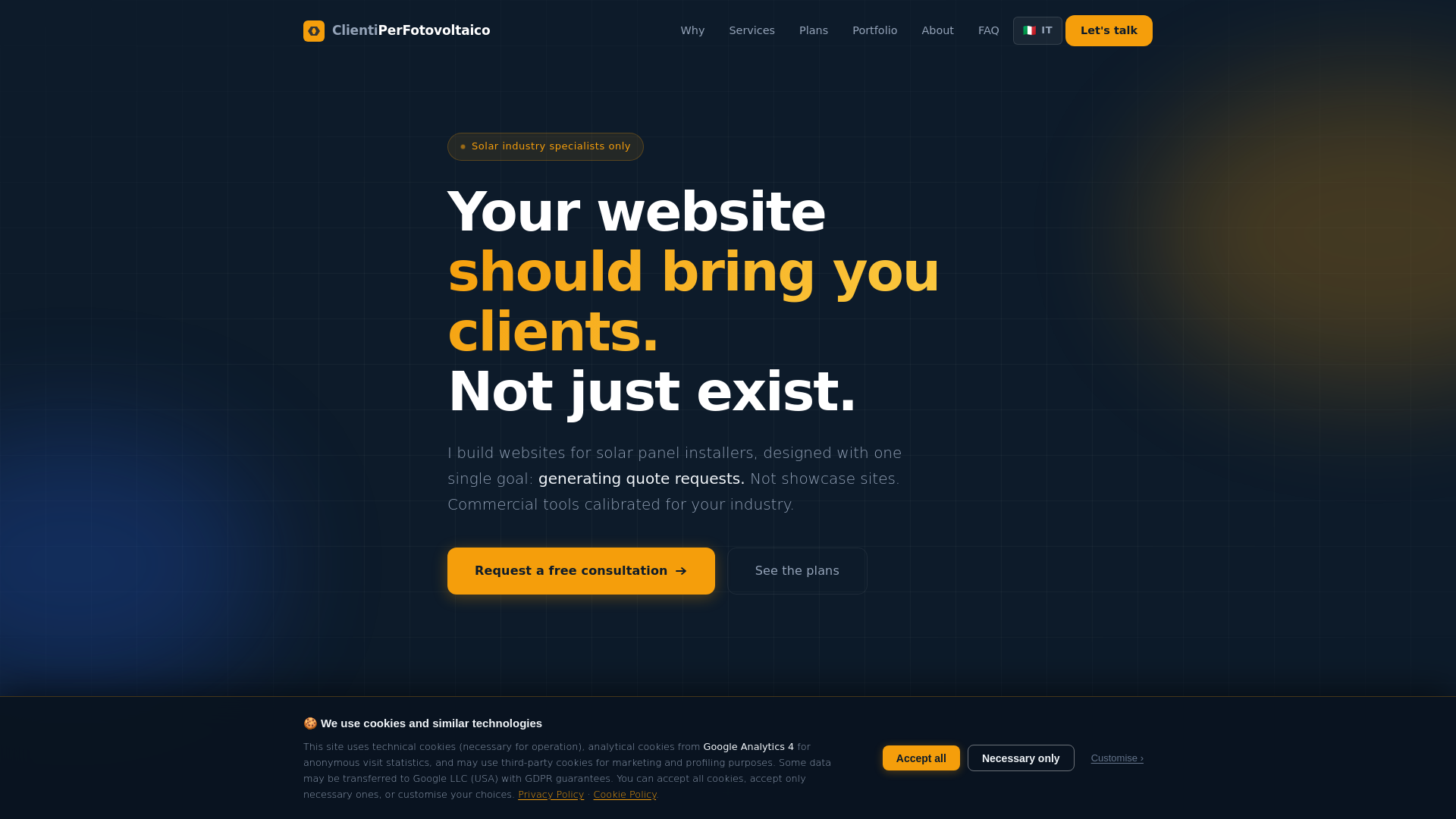 website screenshot of https://clientiperfotovoltaico.it/